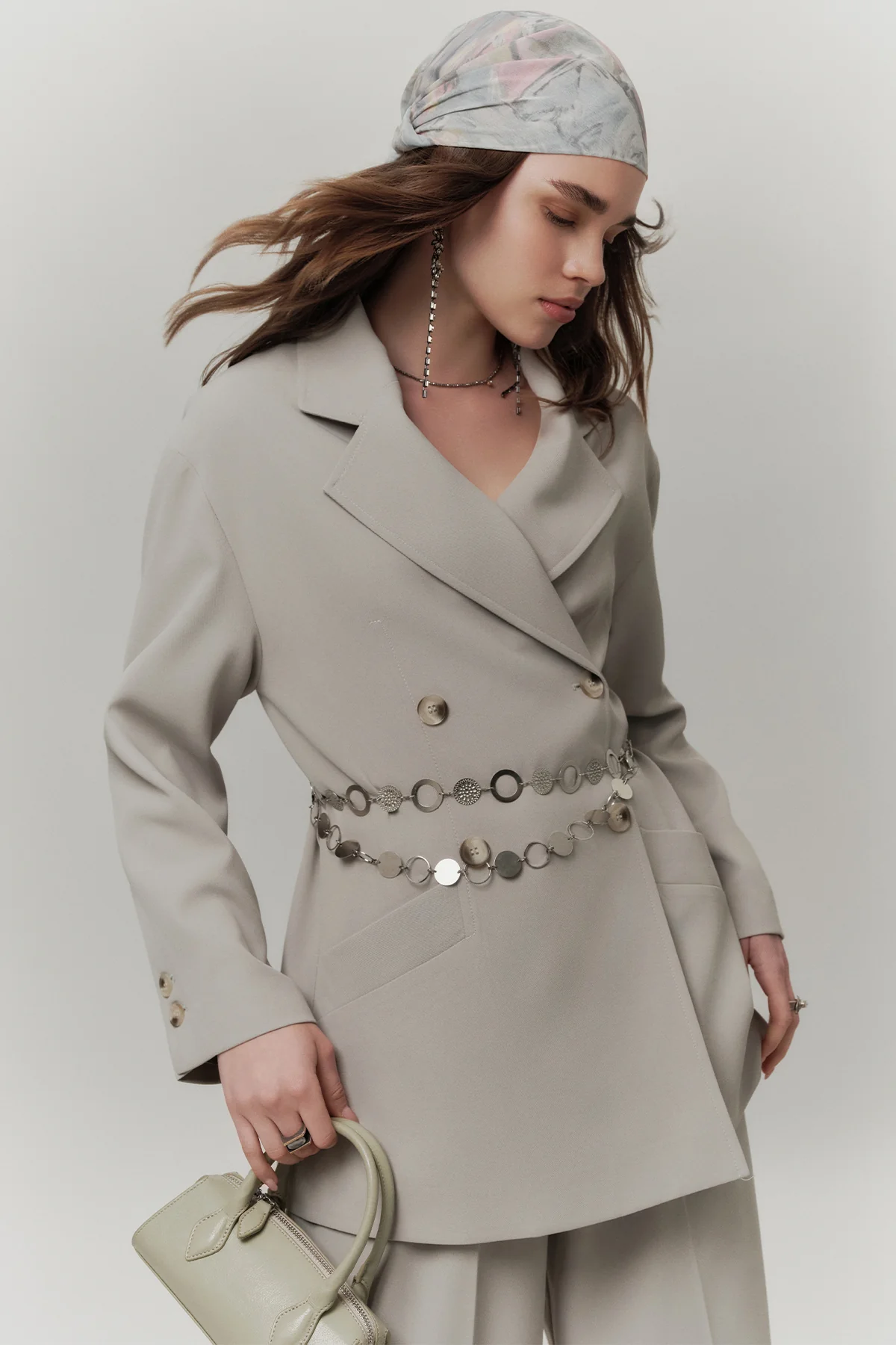 Draped Belted Jacket Soft Green