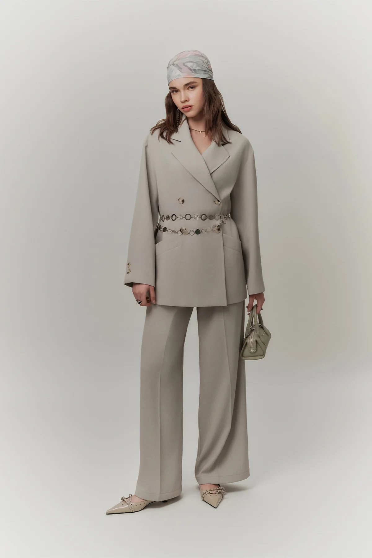 Draped Belted Jacket Soft Green - Image 3