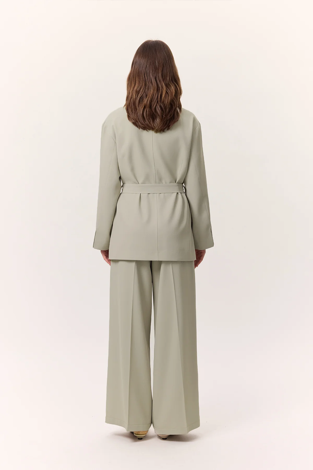 Draped Belted Jacket Soft Green - Image 8