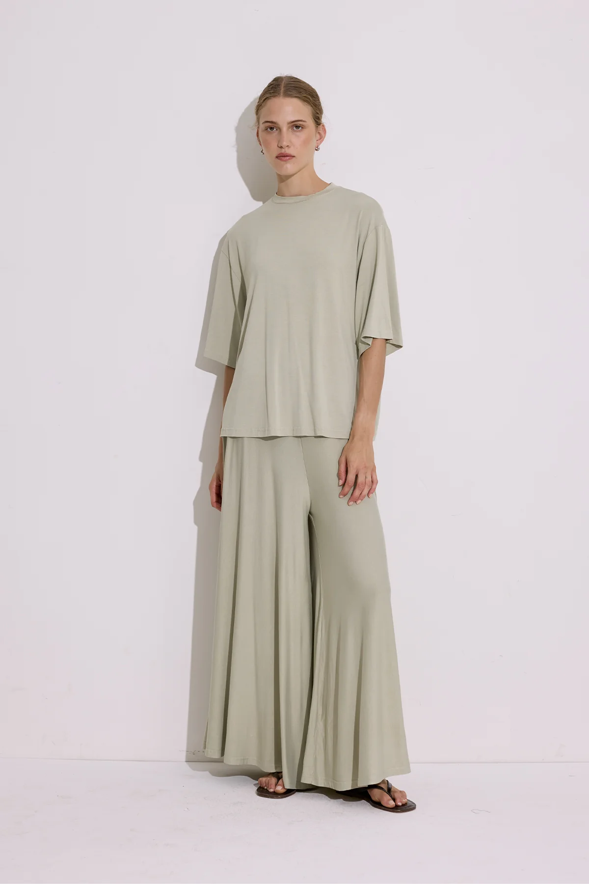 Draped Short Sleeve Blouse Pastel Green - Image 3