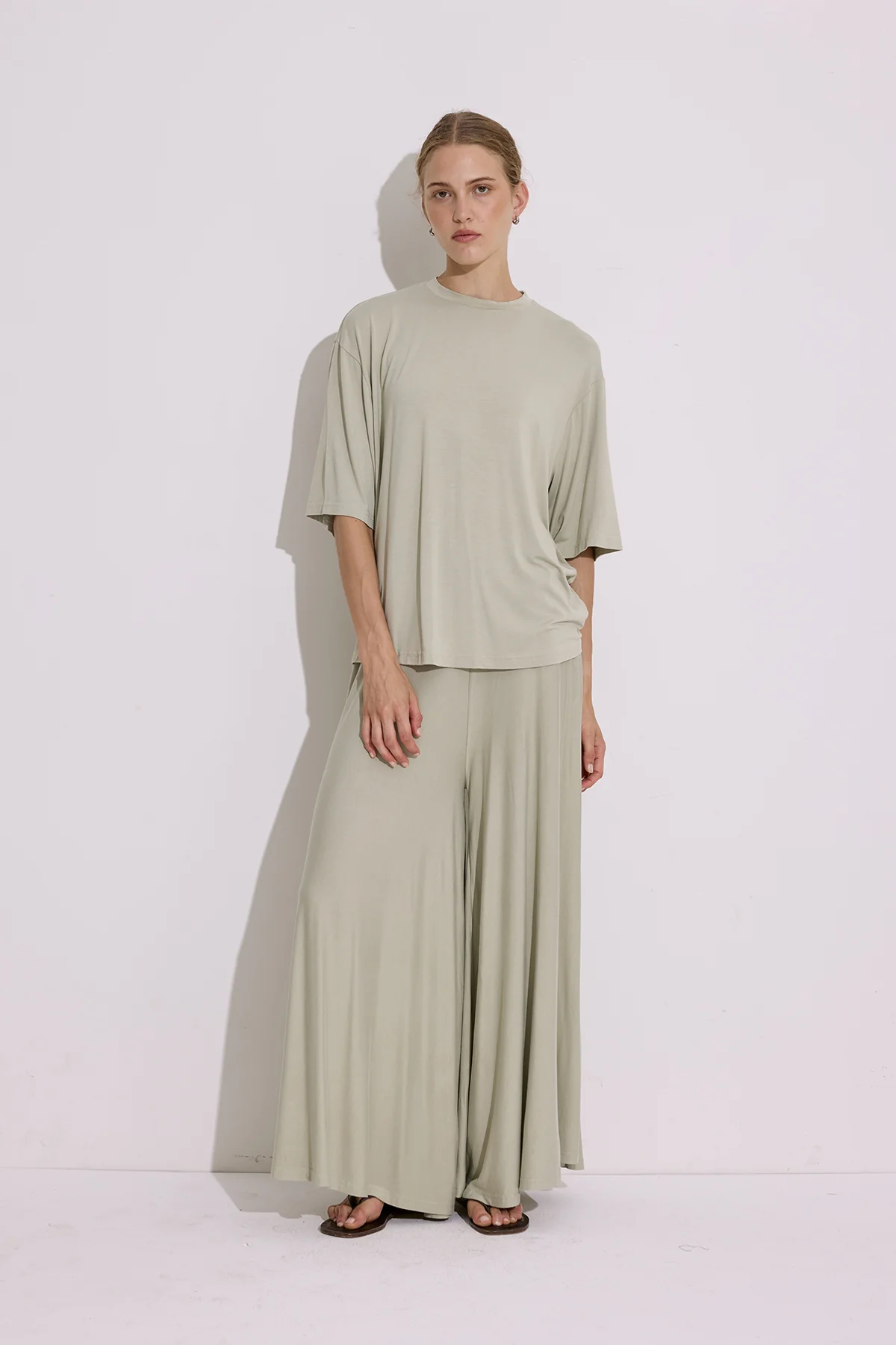 Draped Short Sleeve Blouse Pastel Green - Image 4