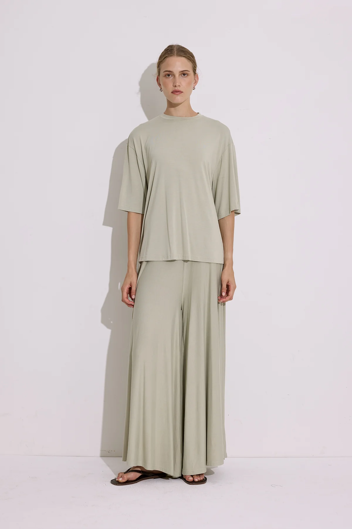 Draped Short Sleeve Blouse Pastel Green - Image 5
