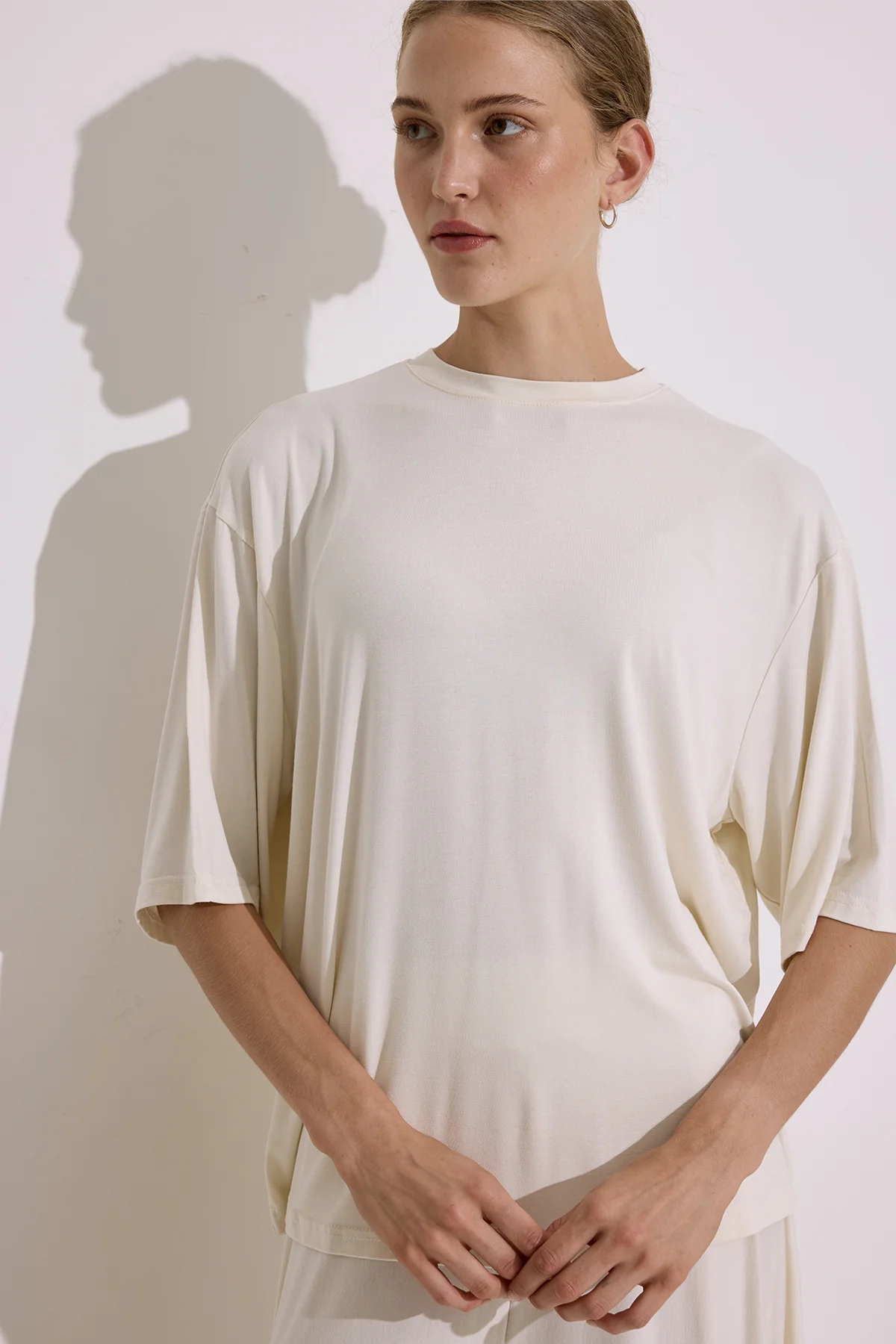 Draped Short Sleeve Blouse Pearl - Image 2