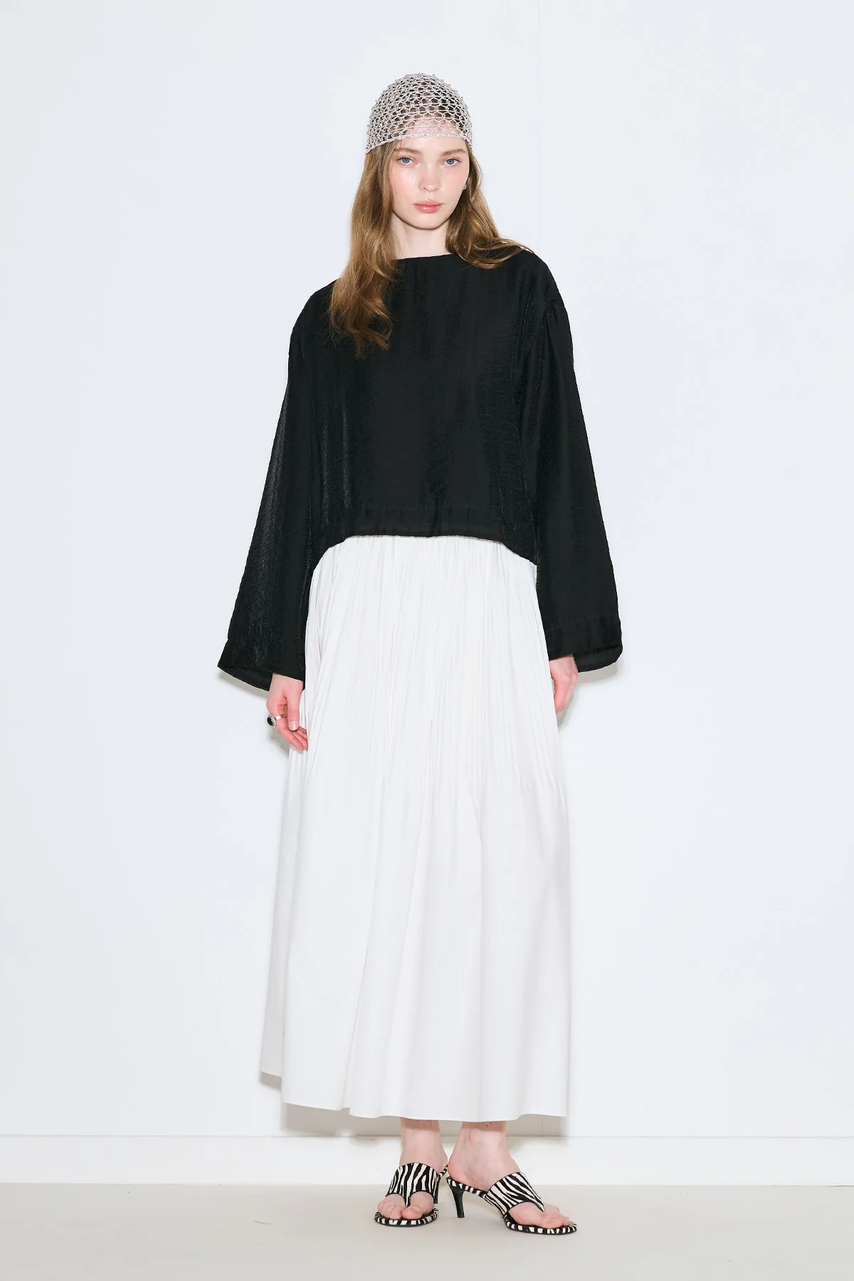 Draped Wide Sleeve Blouse Black - Image 4
