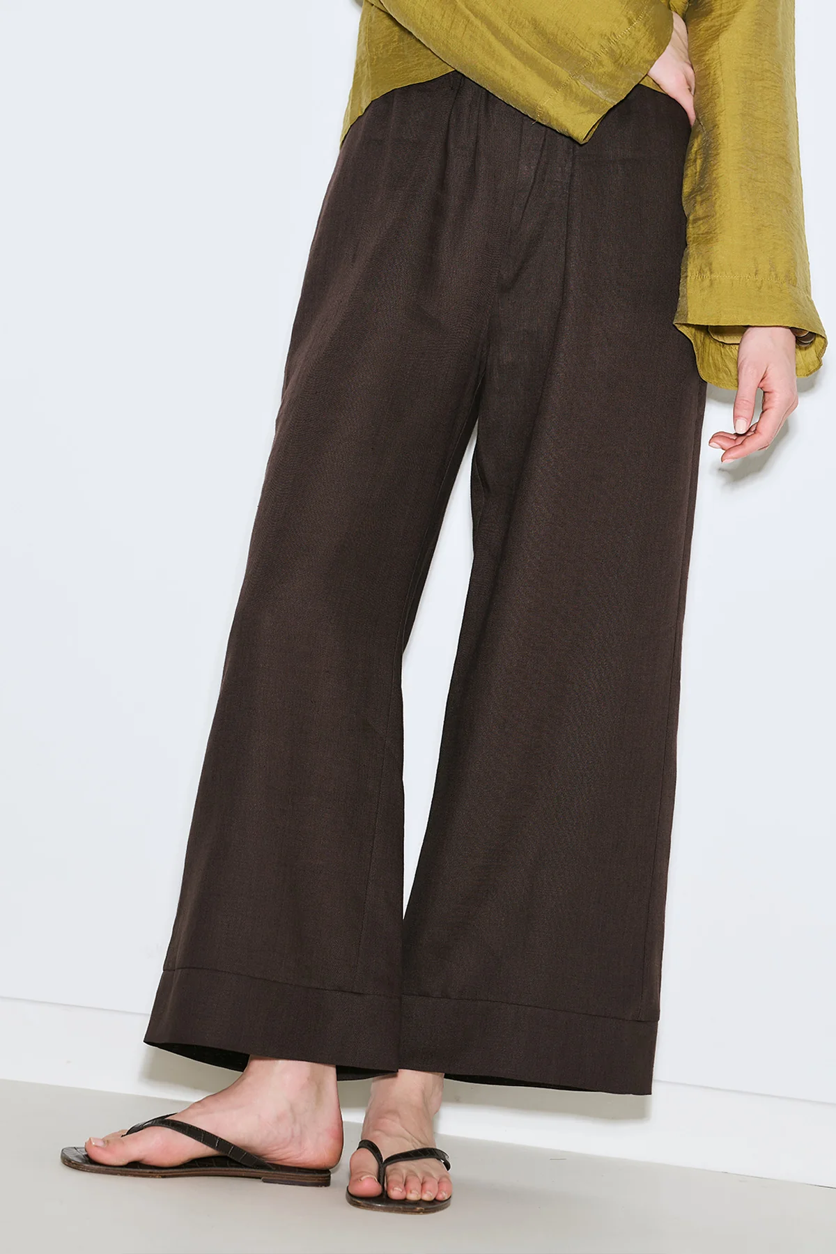 Draped Wide Sleeve Blouse Yellow - Image 5