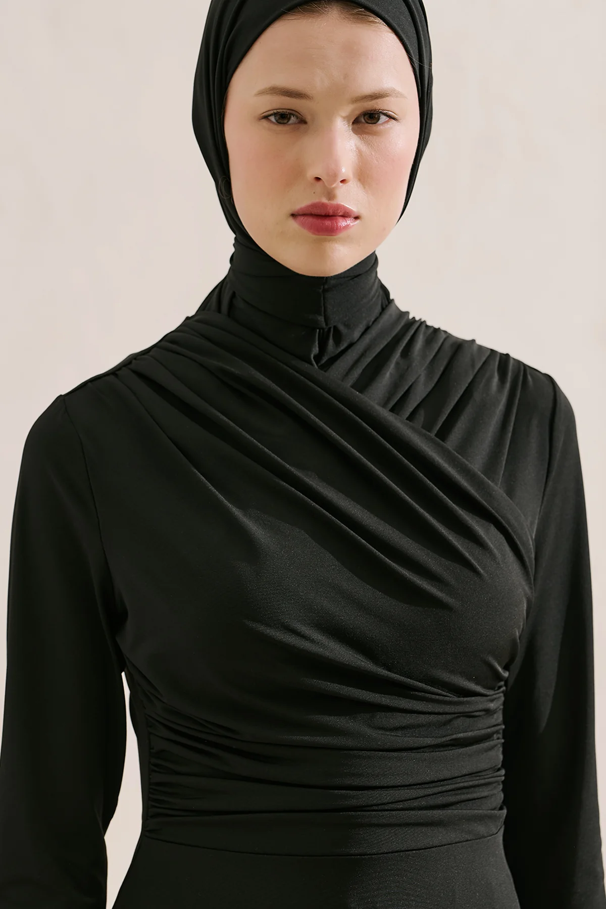 Draped Modest Swim Set Black - Image 6