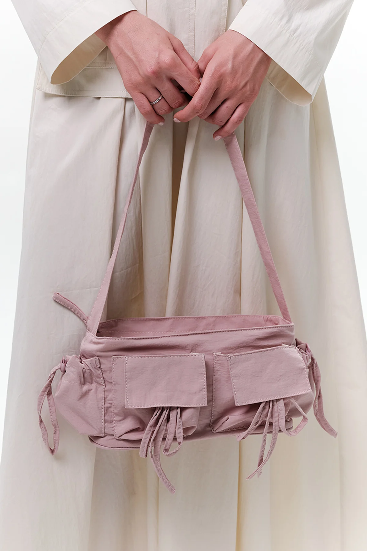 Drawstring Bag With Pockets Pink - Image 3
