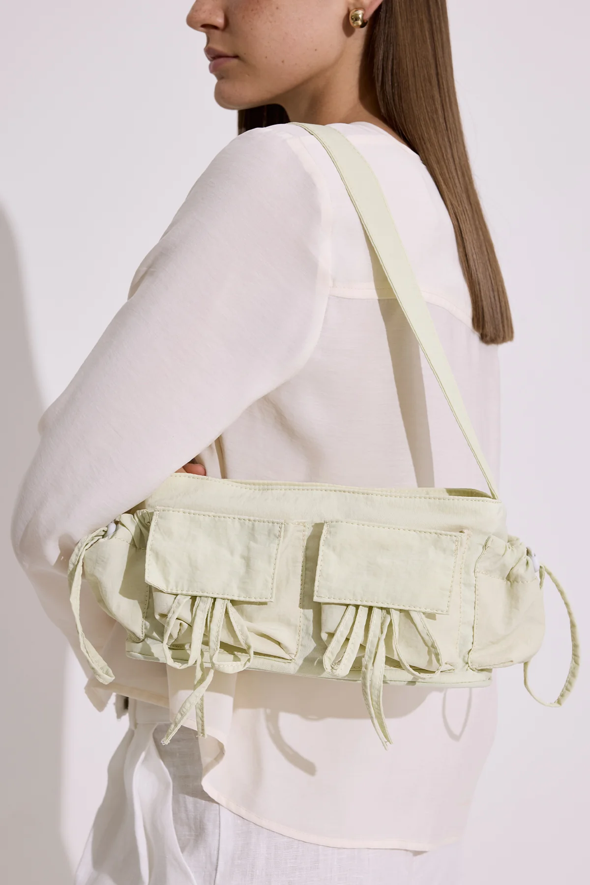 Drawstring Bag With Pockets Yellow