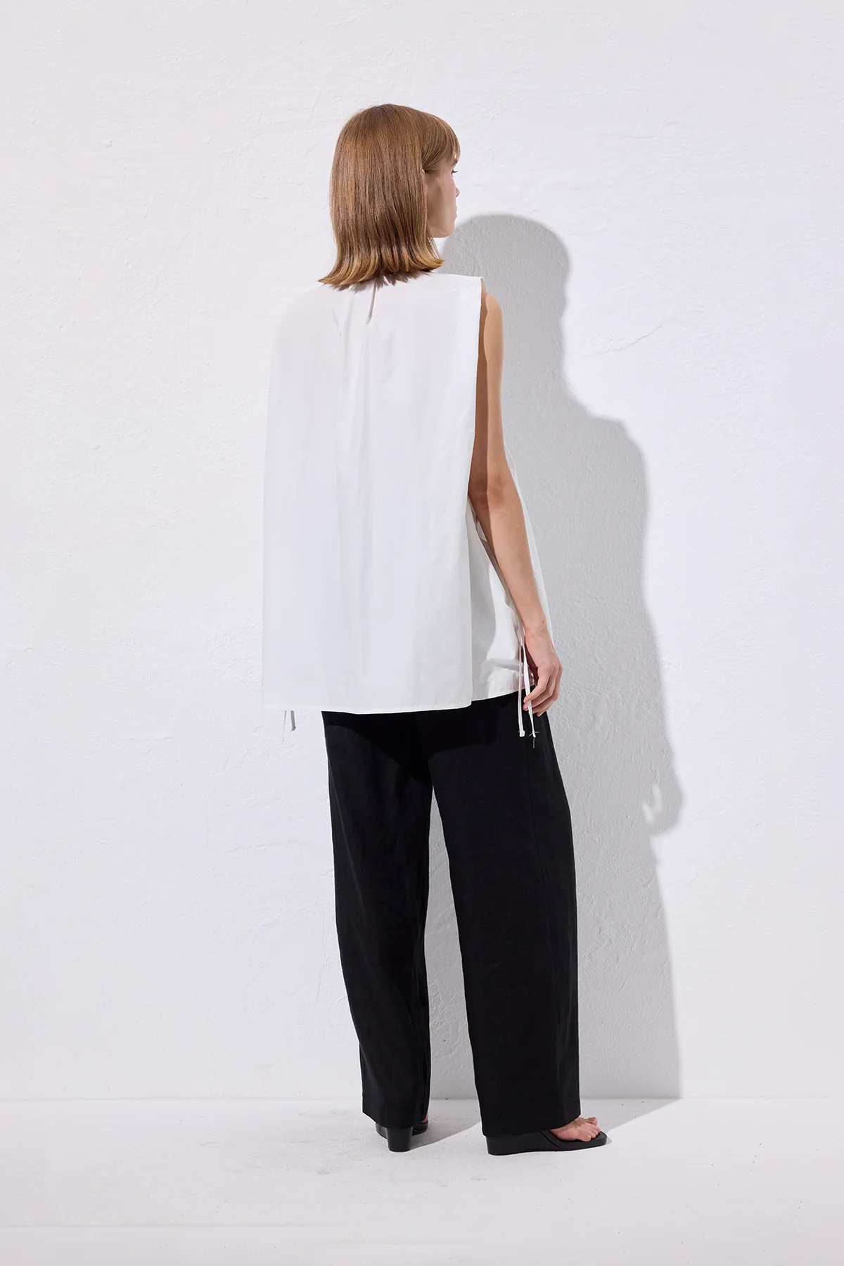Drawstring Detail Vest Ecru - Image 8