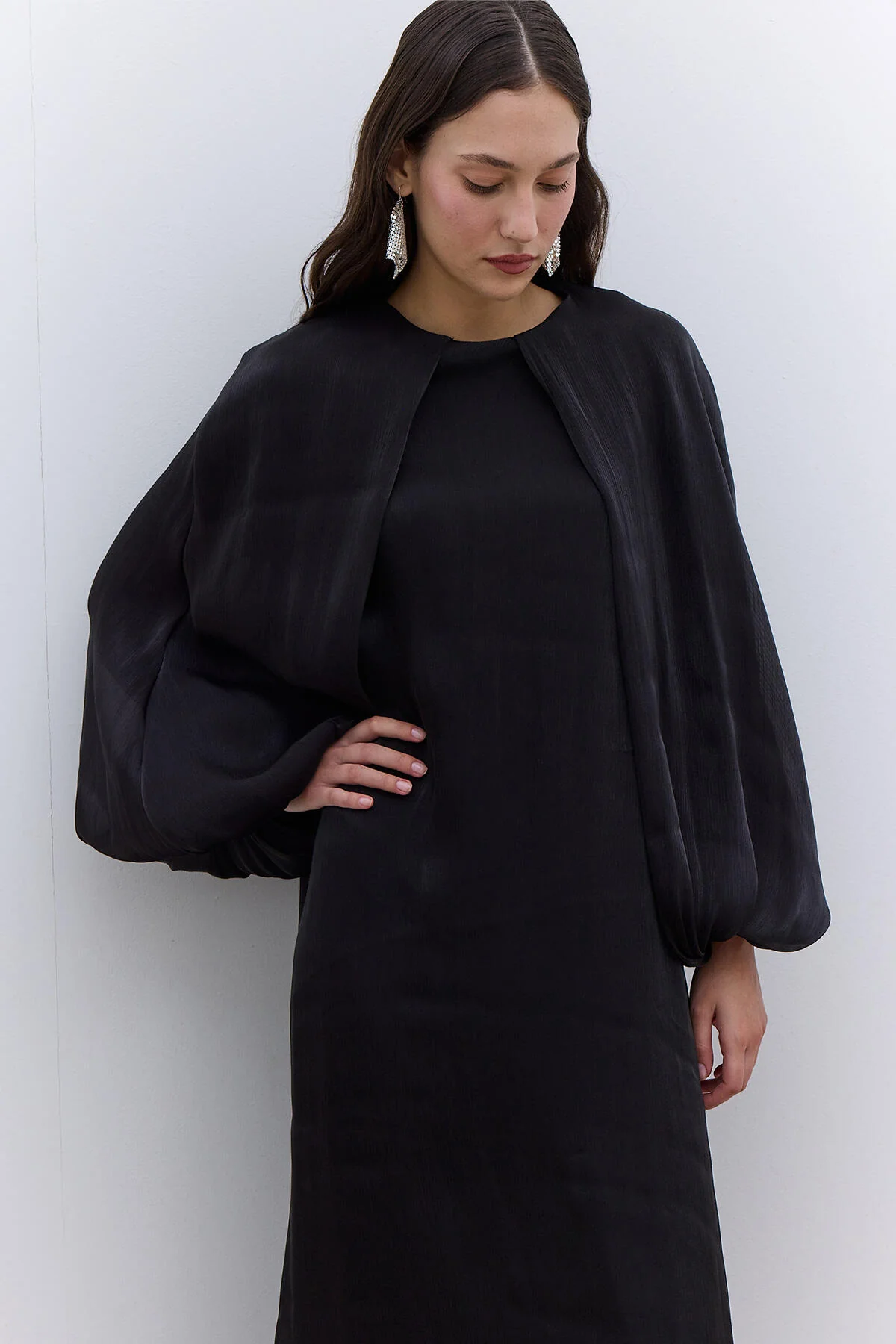 Dress With Wide Sleeve Detail Black - Image 2