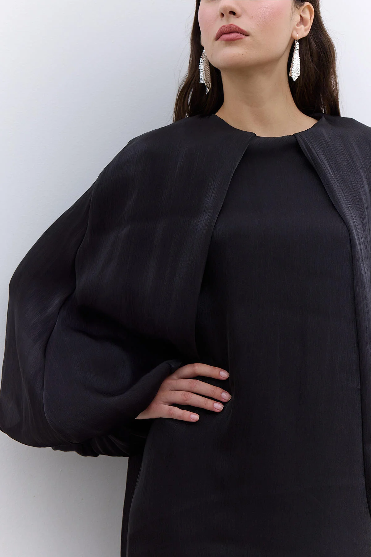 Dress With Wide Sleeve Detail Black - Image 3