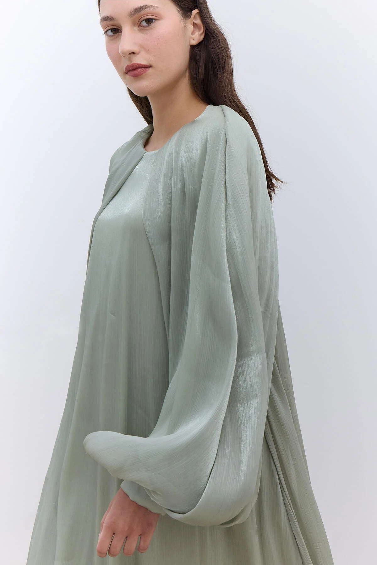 Dress With Wide Sleeve Detail Green - Image 2