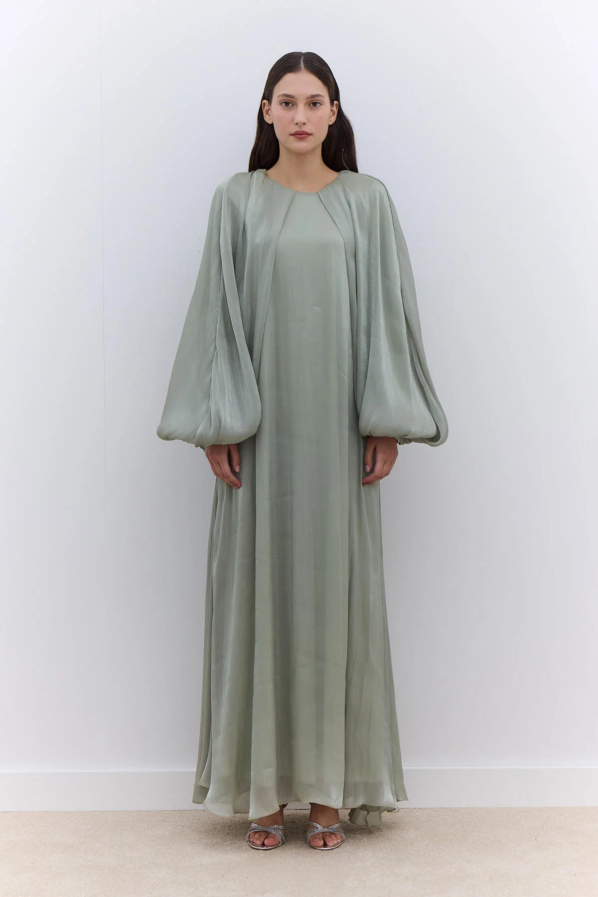 Dress With Wide Sleeve Detail Green - Image 3
