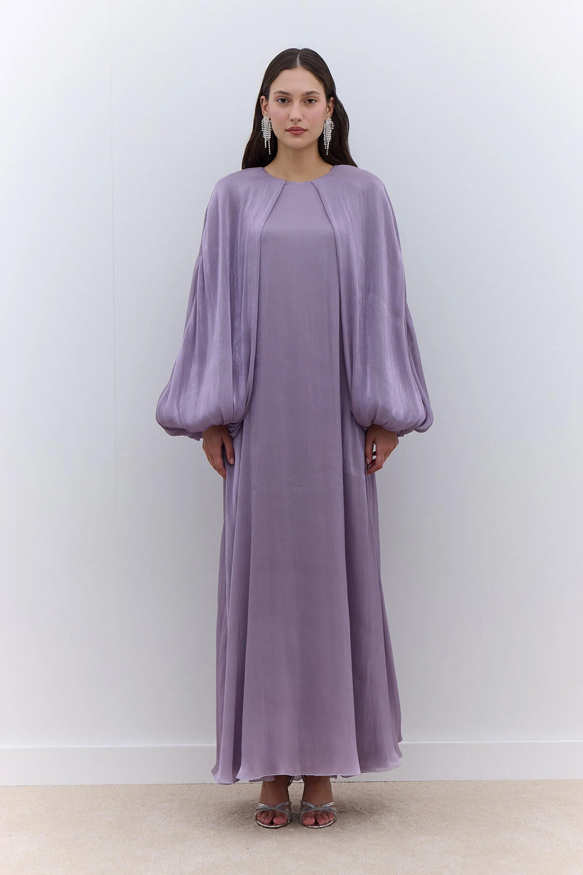 Dress With Wide Sleeve Detail Lilac - Image 2
