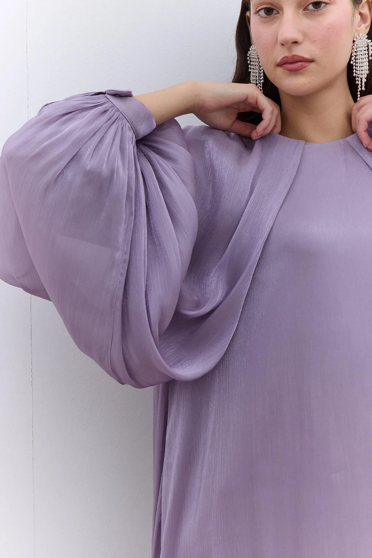Dress With Wide Sleeve Detail Lilac - Image 3