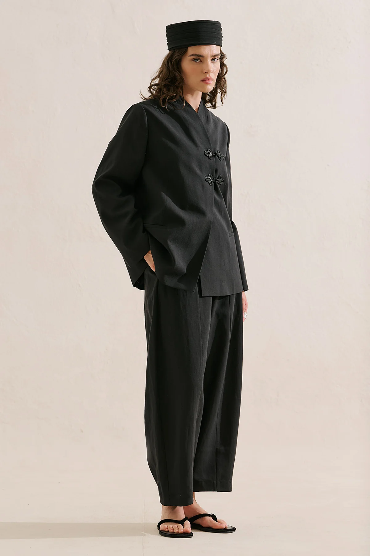 Knot Detail Wrap Blazer Black - Image 5