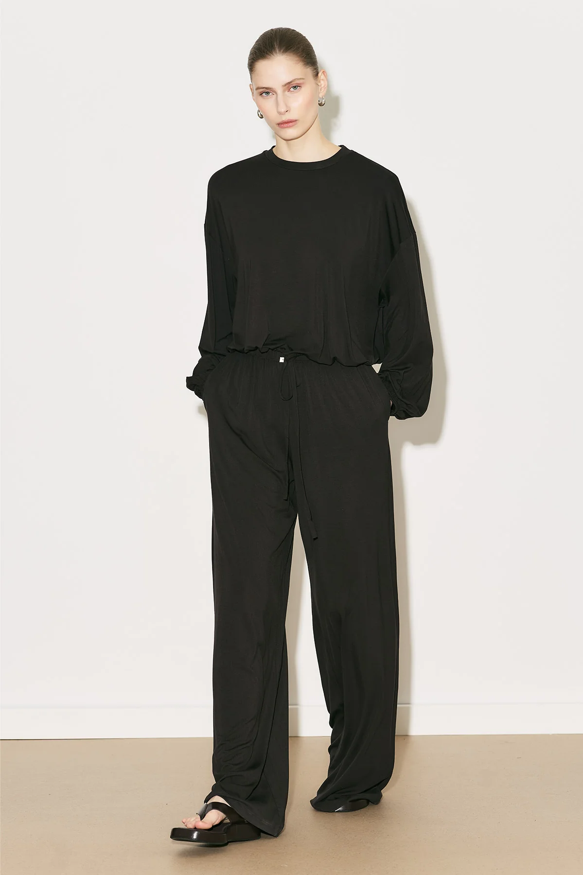 Easy Adjustable Balloon Sleeve Blouse Brown - Image 3