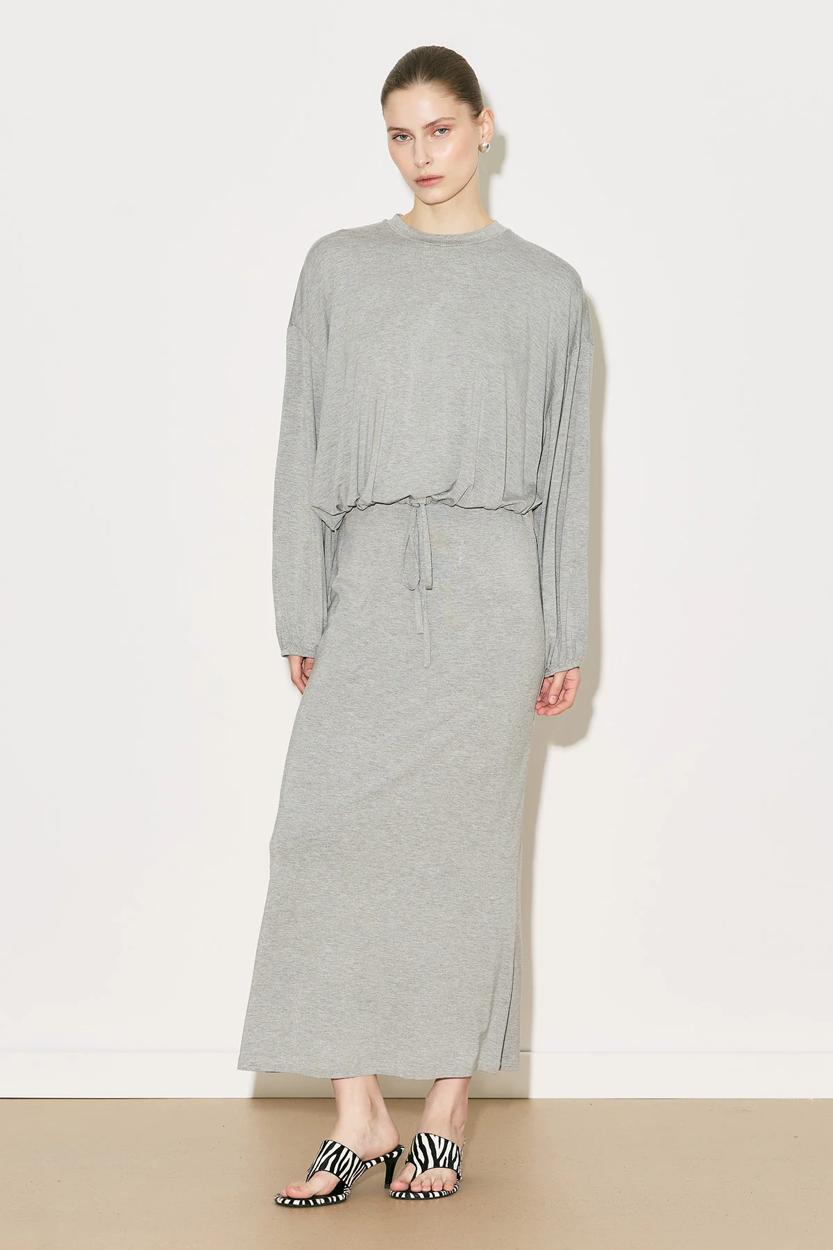 Easy Adjustable Balloon Sleeve Blouse Grey Melange - Image 11