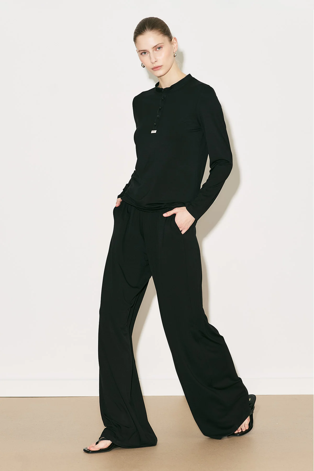 Easy Buttoned Long Sleeve Blouse Black - Image 6