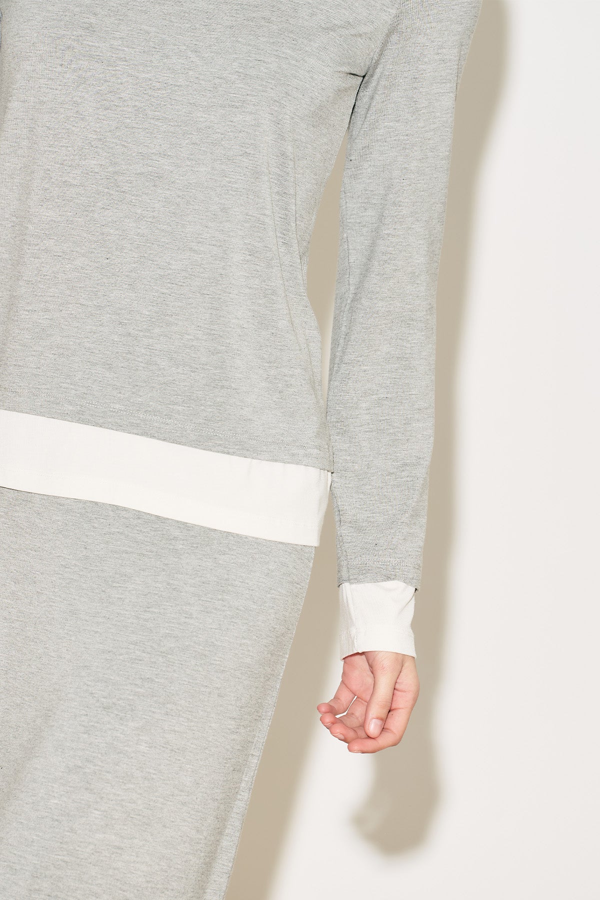 Easy Contrast Long Sleeve Blouse Grey Melange - Image 6