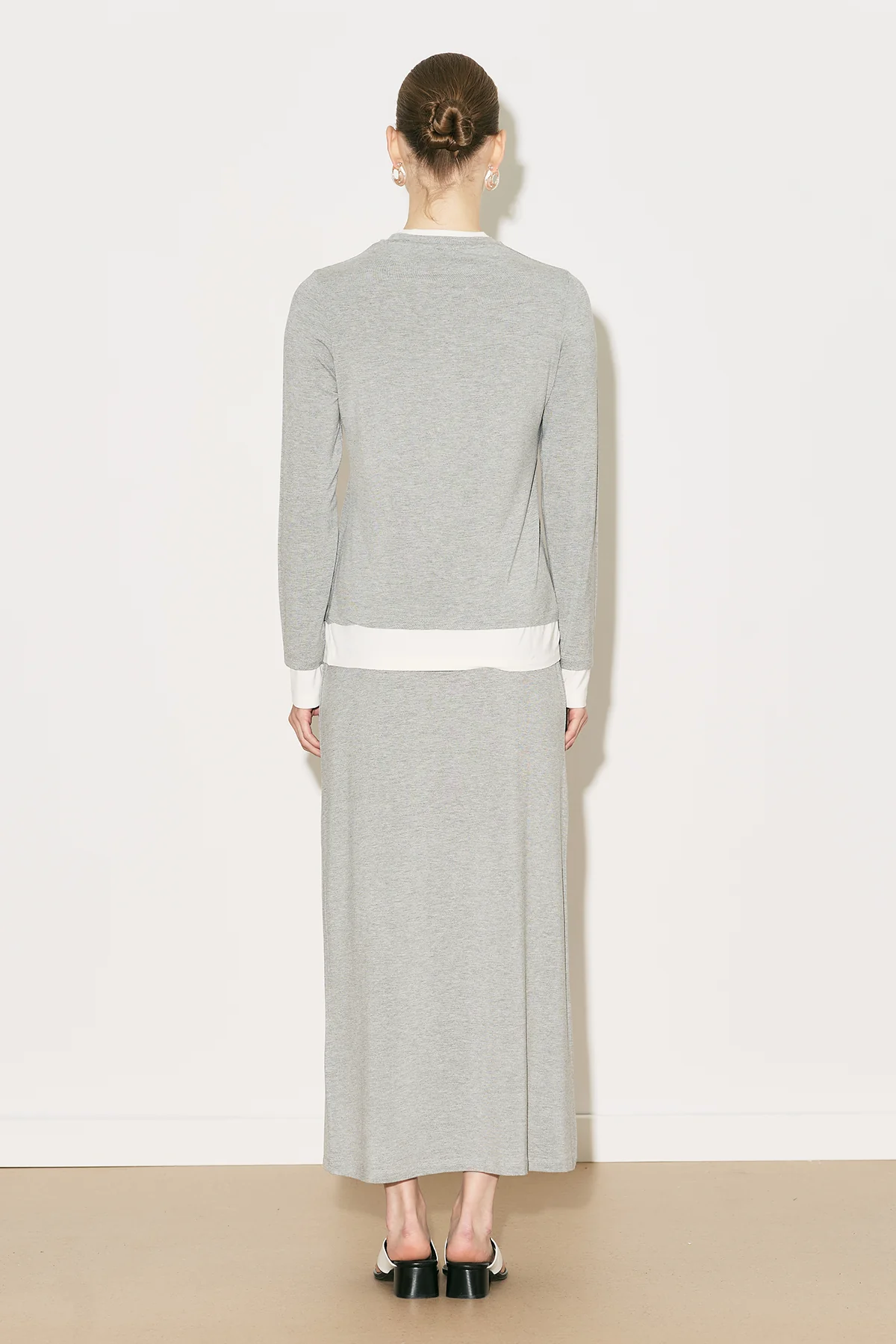 Easy Contrast Long Sleeve Blouse Grey Melange - Image 7