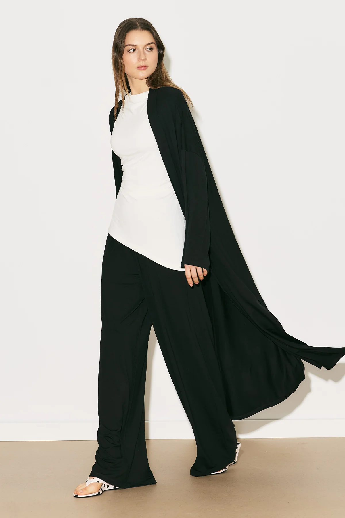 Easy Relaxed Long Kimono Black - Image 15