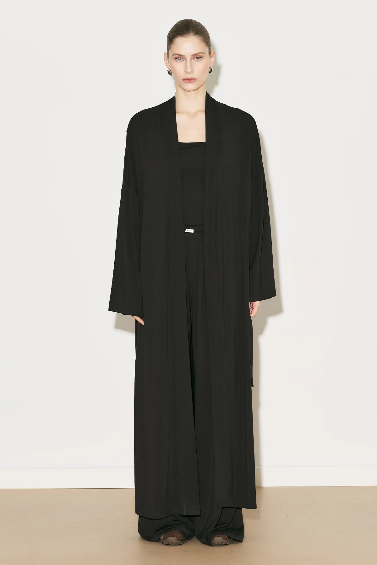 Easy Relaxed Long Kimono Brown - Image 2