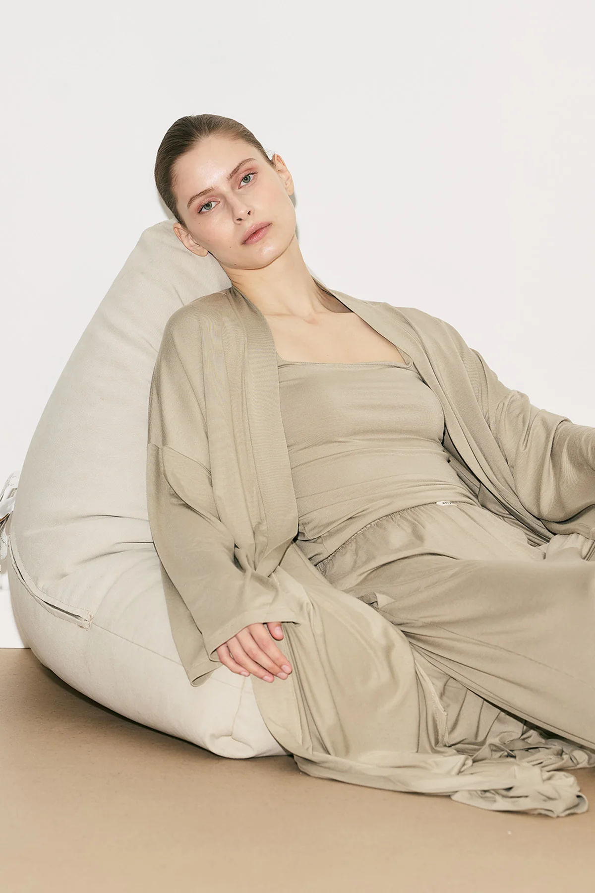 Easy Relaxed Long Kimono Stone