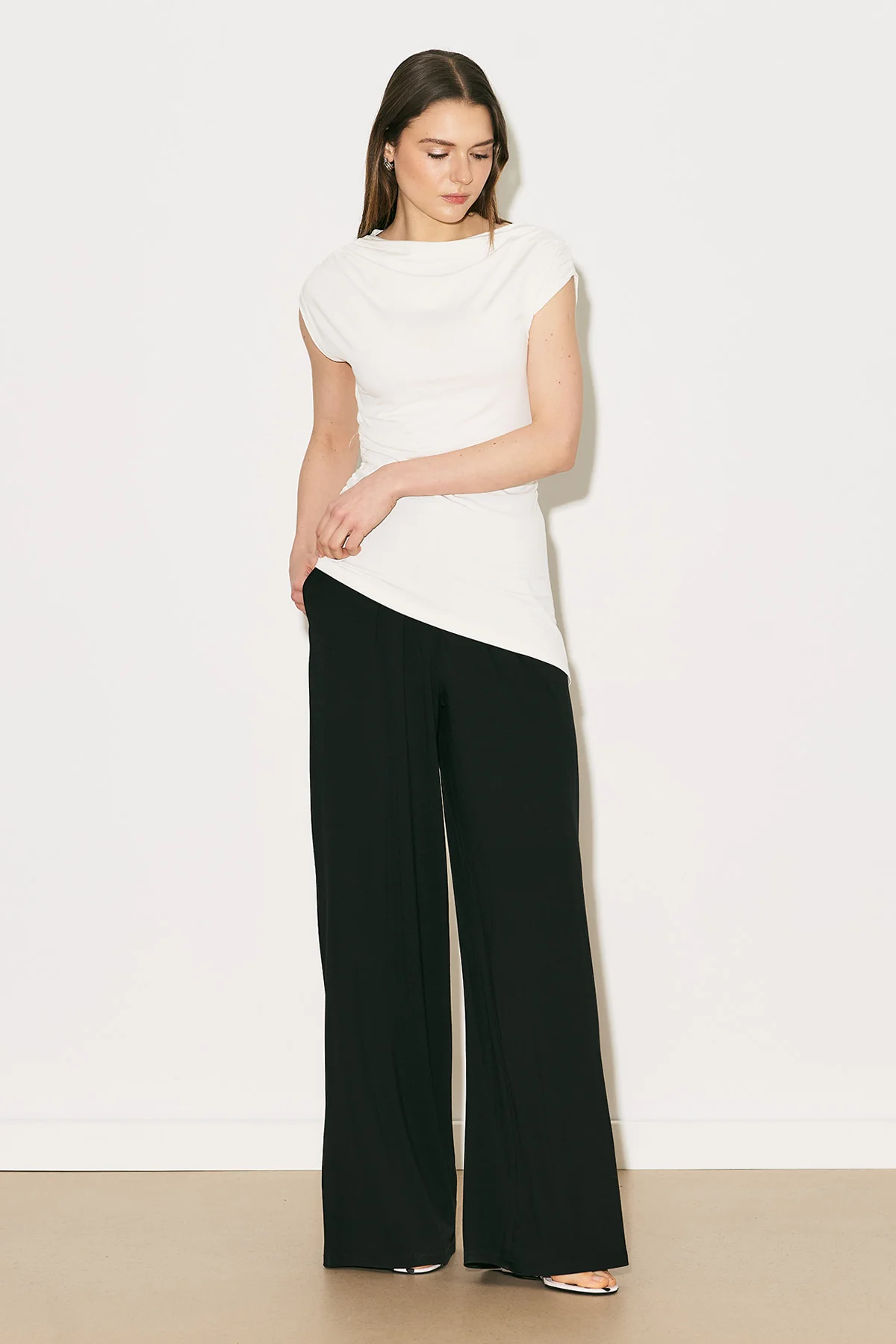 Easy Sleeveless Ruched Blouse Ecru - Image 10