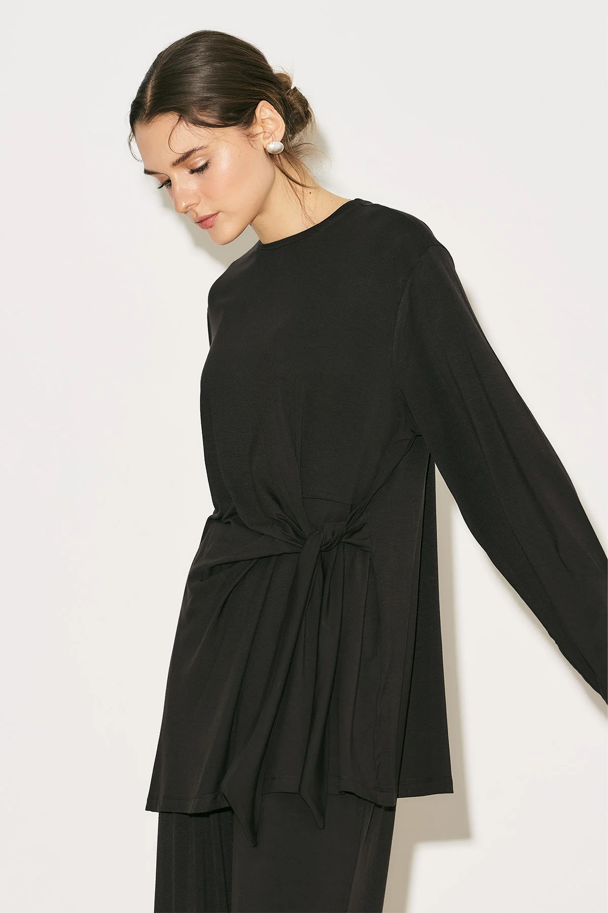 Easy Tie Detail Blouse Brown - Image 13