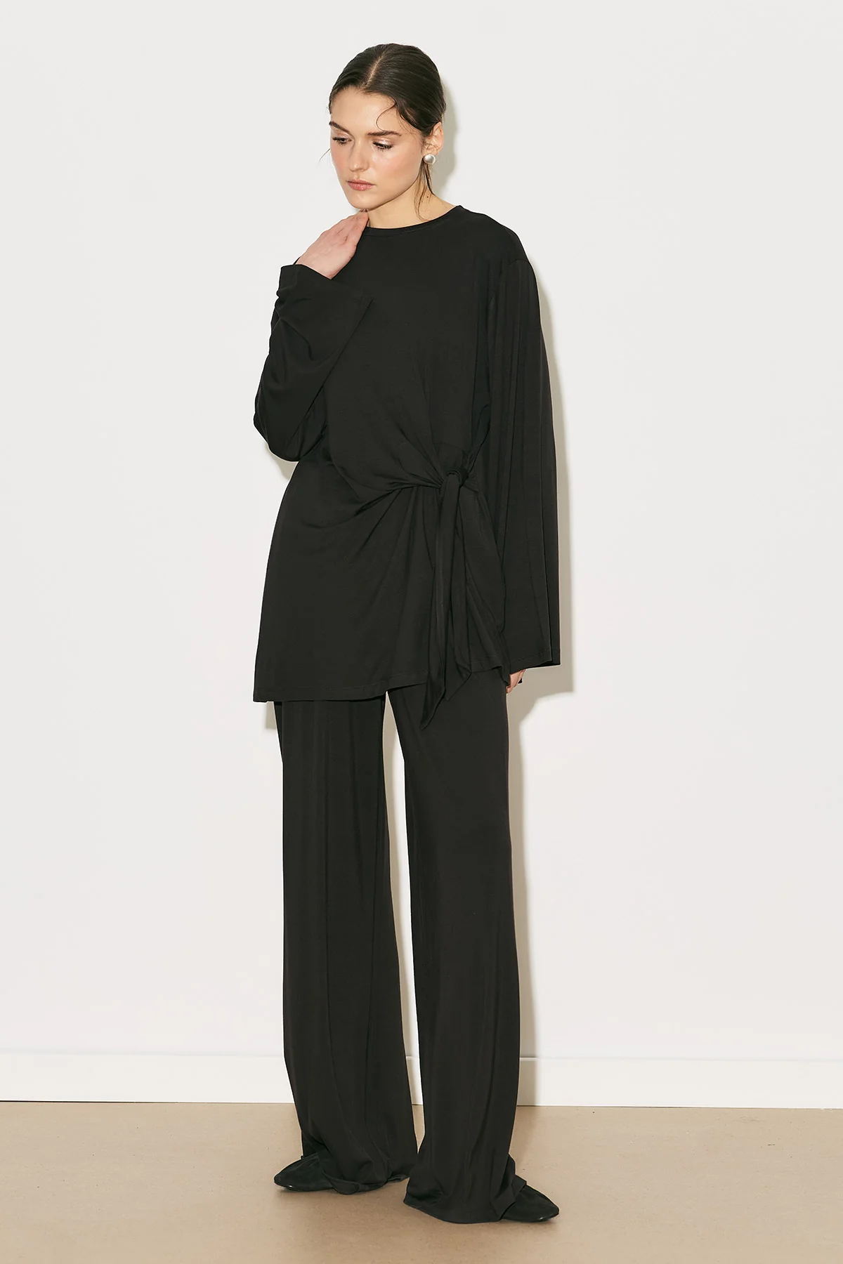 Easy Tie Detail Blouse Brown - Image 6