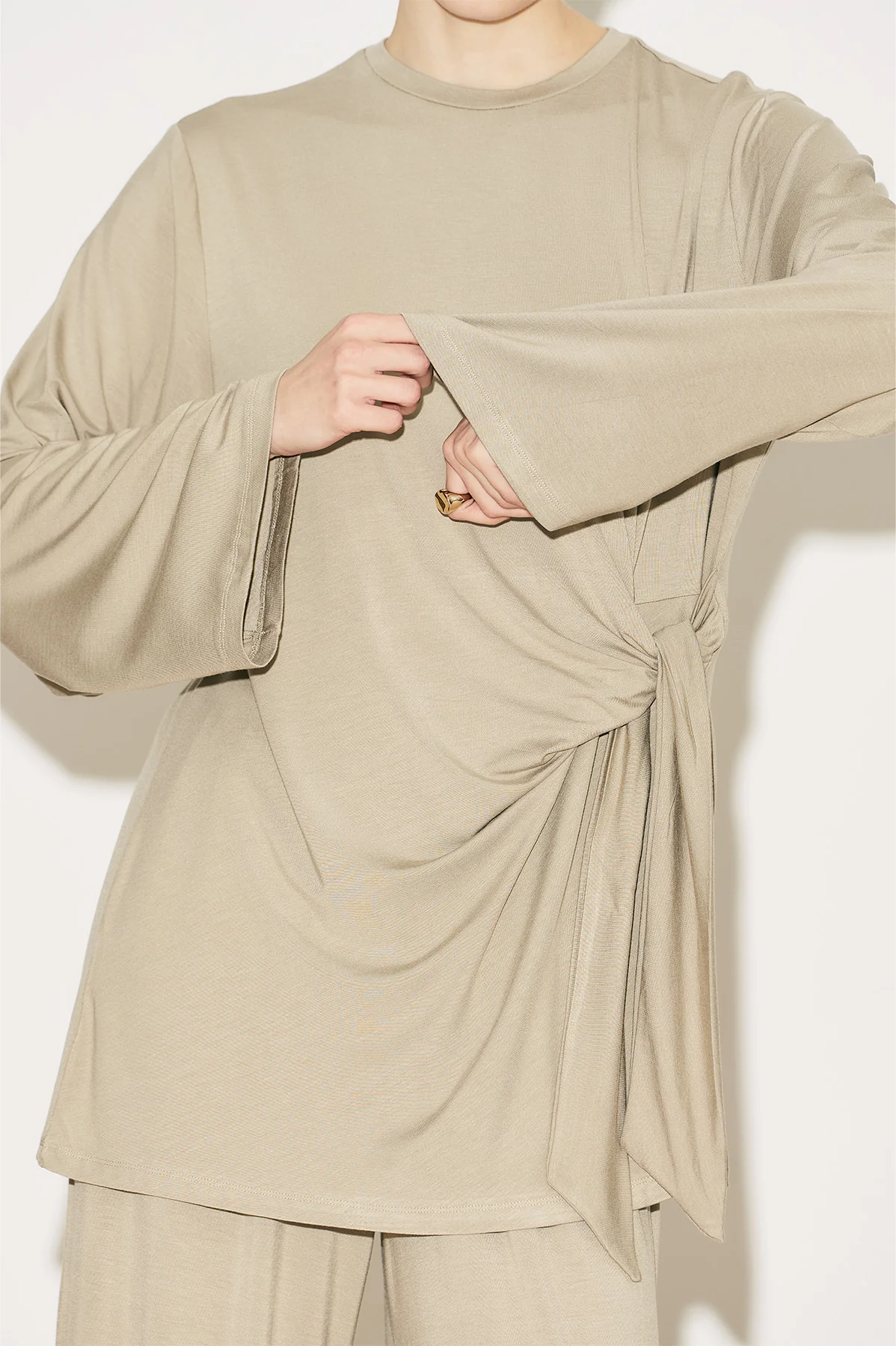 Easy Tie Detail Blouse Stone - Image 3