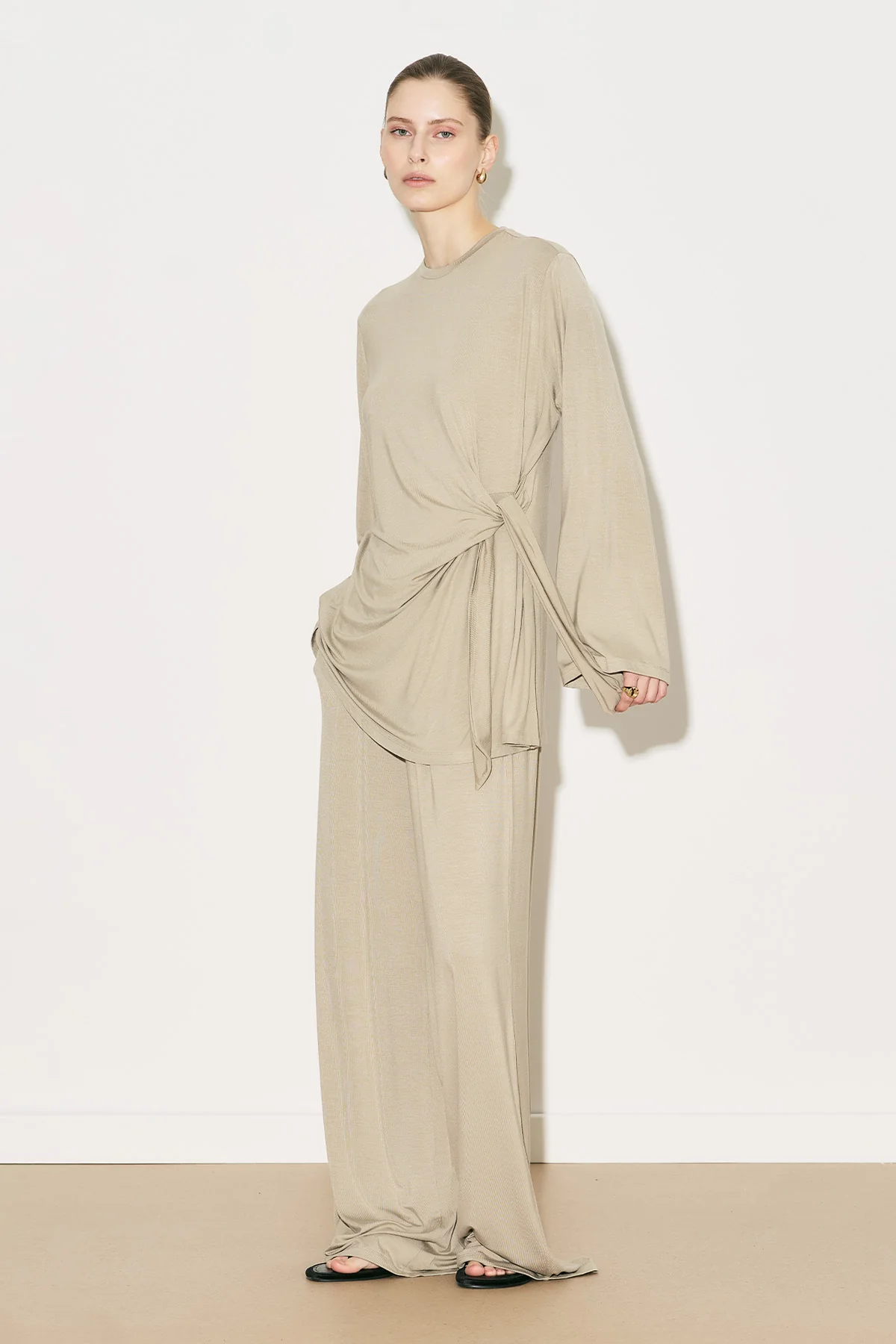 Easy Tie Detail Blouse Stone - Image 4