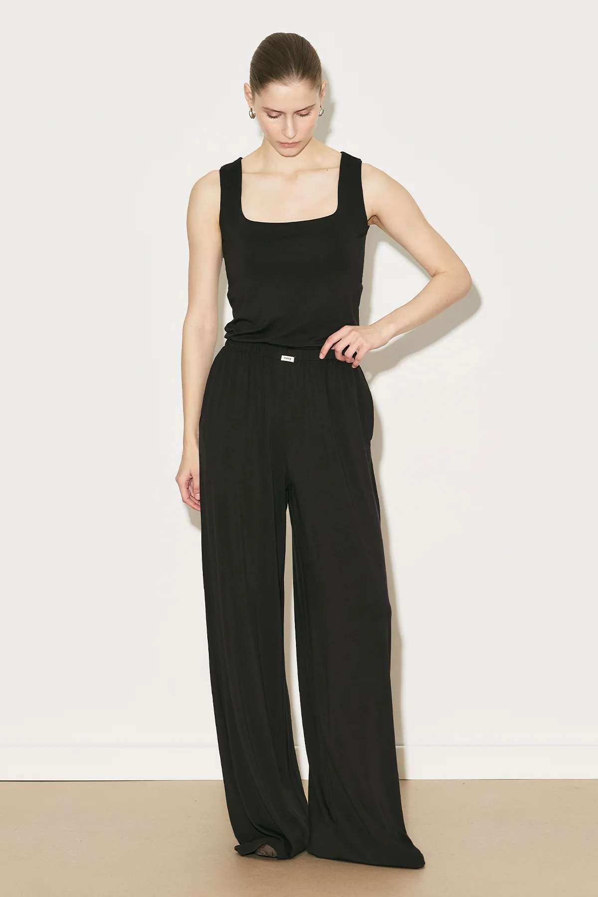 Easy Wide Leg Relaxed Trousers Dark Brown - Image 9