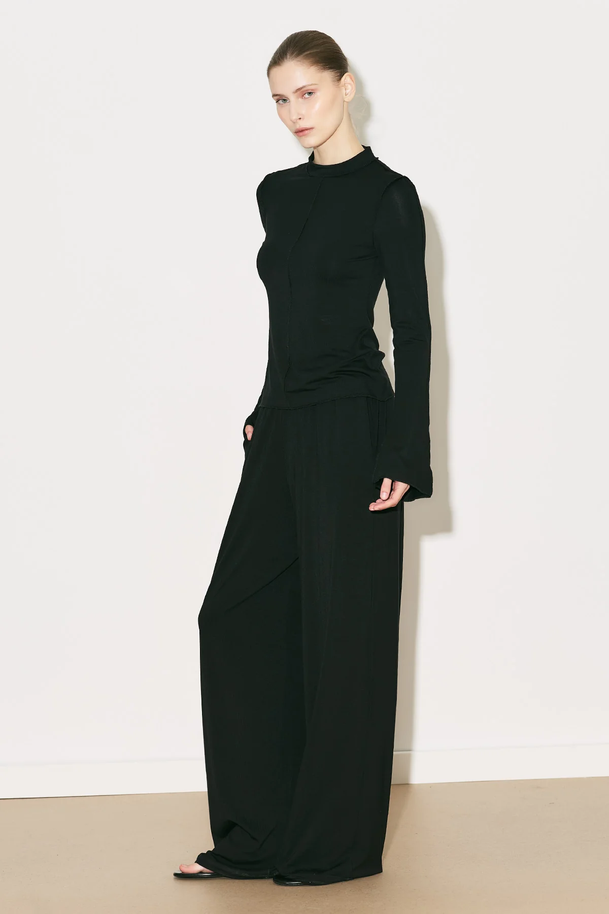 Easy Wide Long Sleeve Blouse Black - Image 11