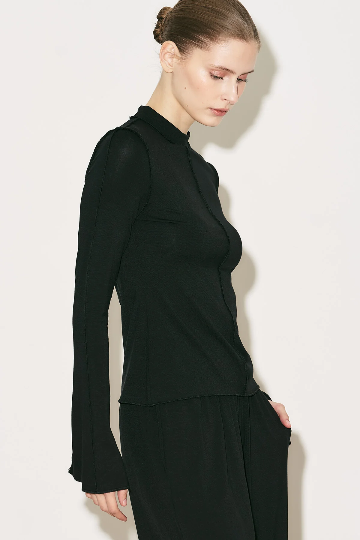 Easy Wide Long Sleeve Blouse Black - Image 14