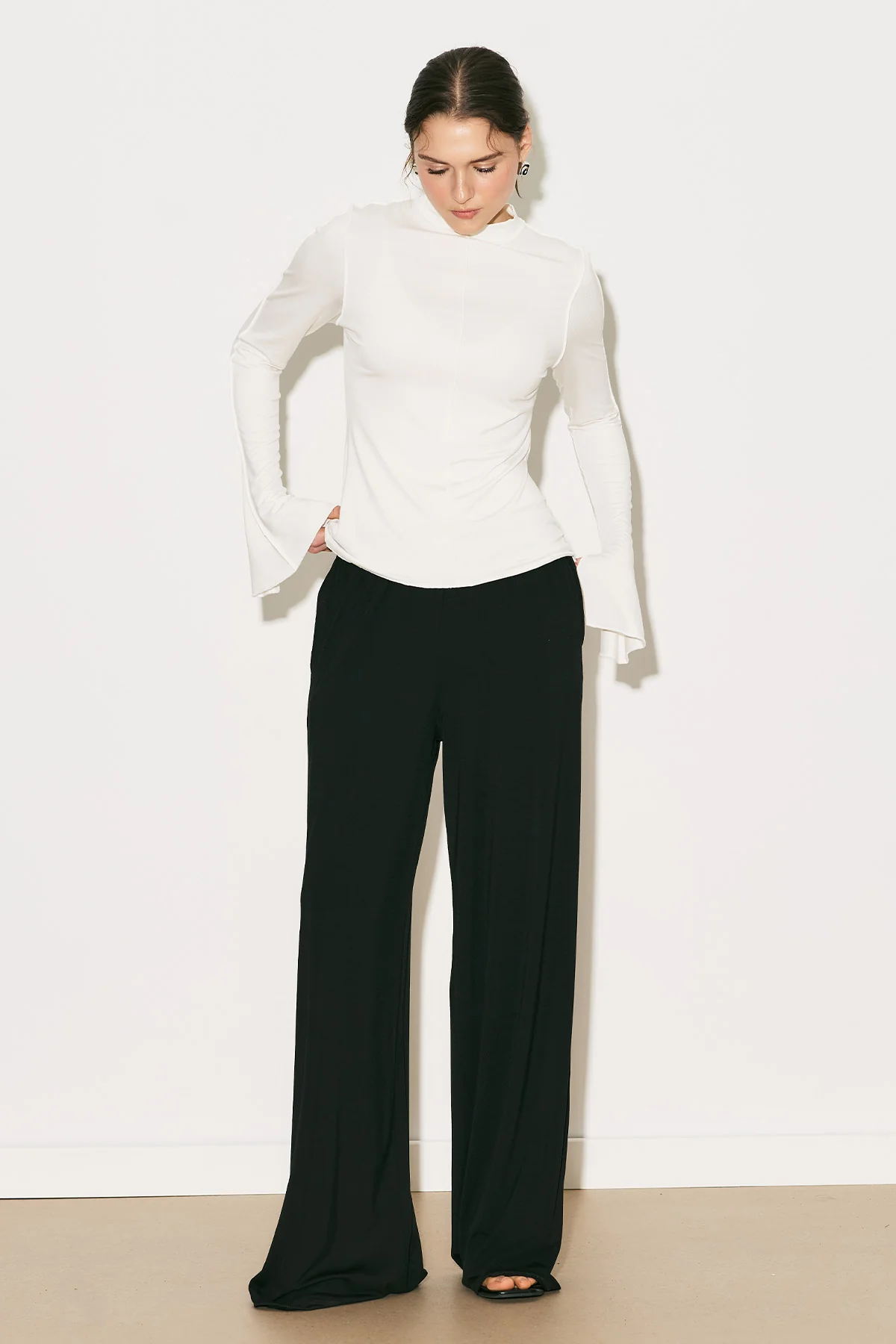 Easy Wide Long Sleeve Blouse Ecru