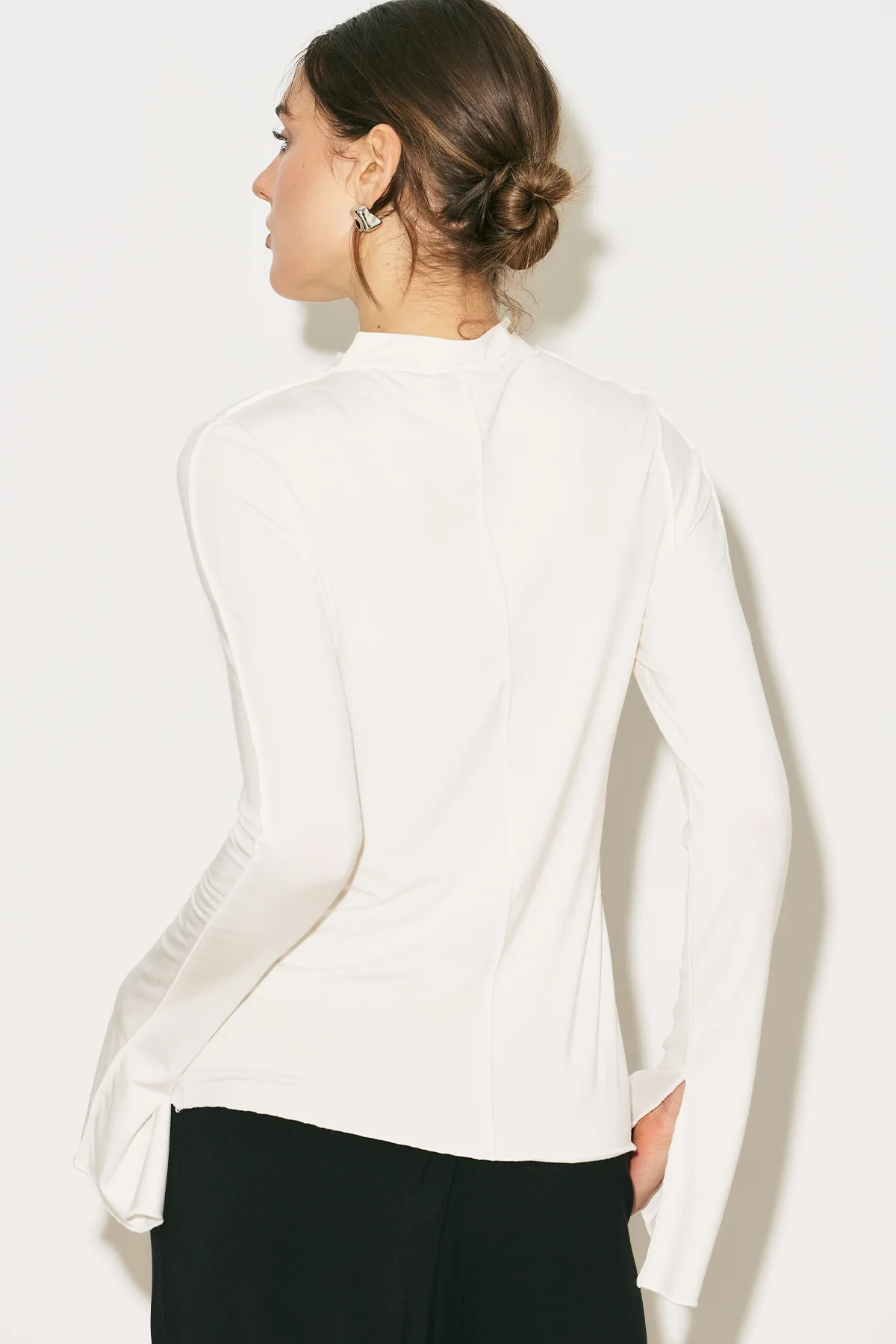 Easy Wide Long Sleeve Blouse Ecru - Image 19