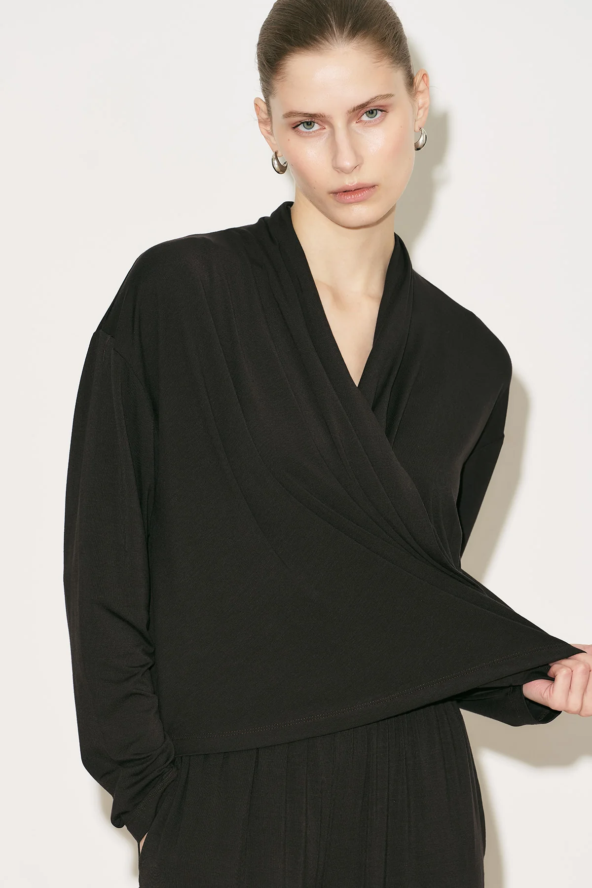 Easy Wrap Blouse Brown - Image 4