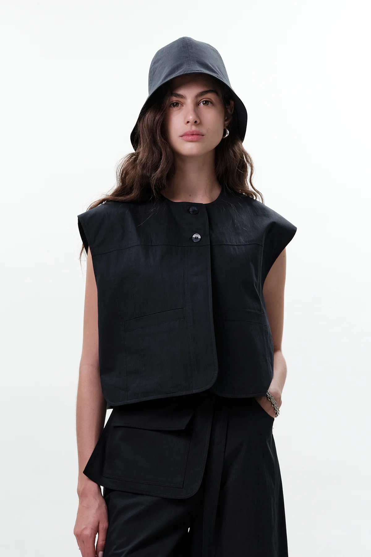 Elastic Trim Bucket Hat Navy Blue - Image 2