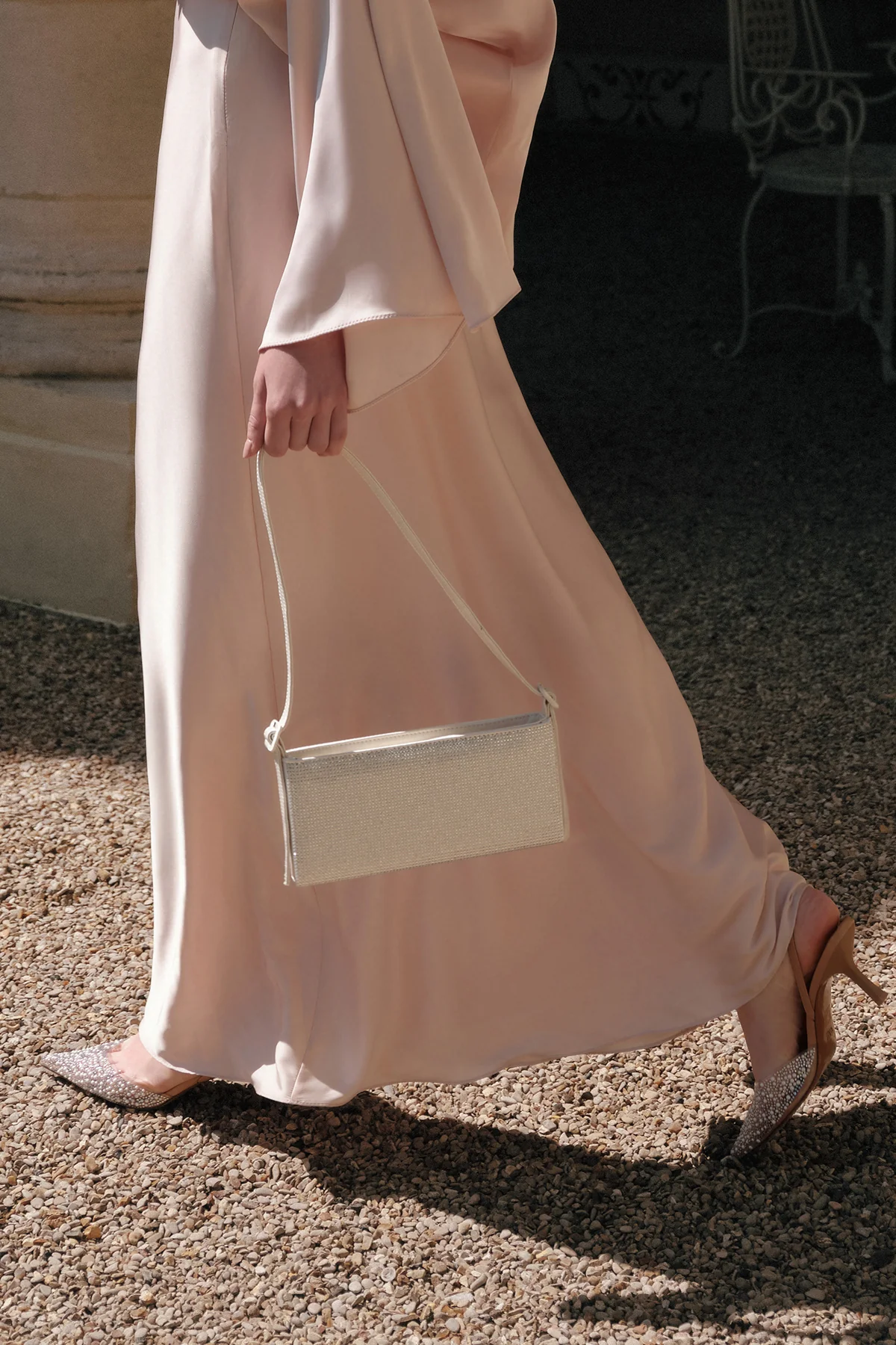 Embellished Baguette Bag Silver