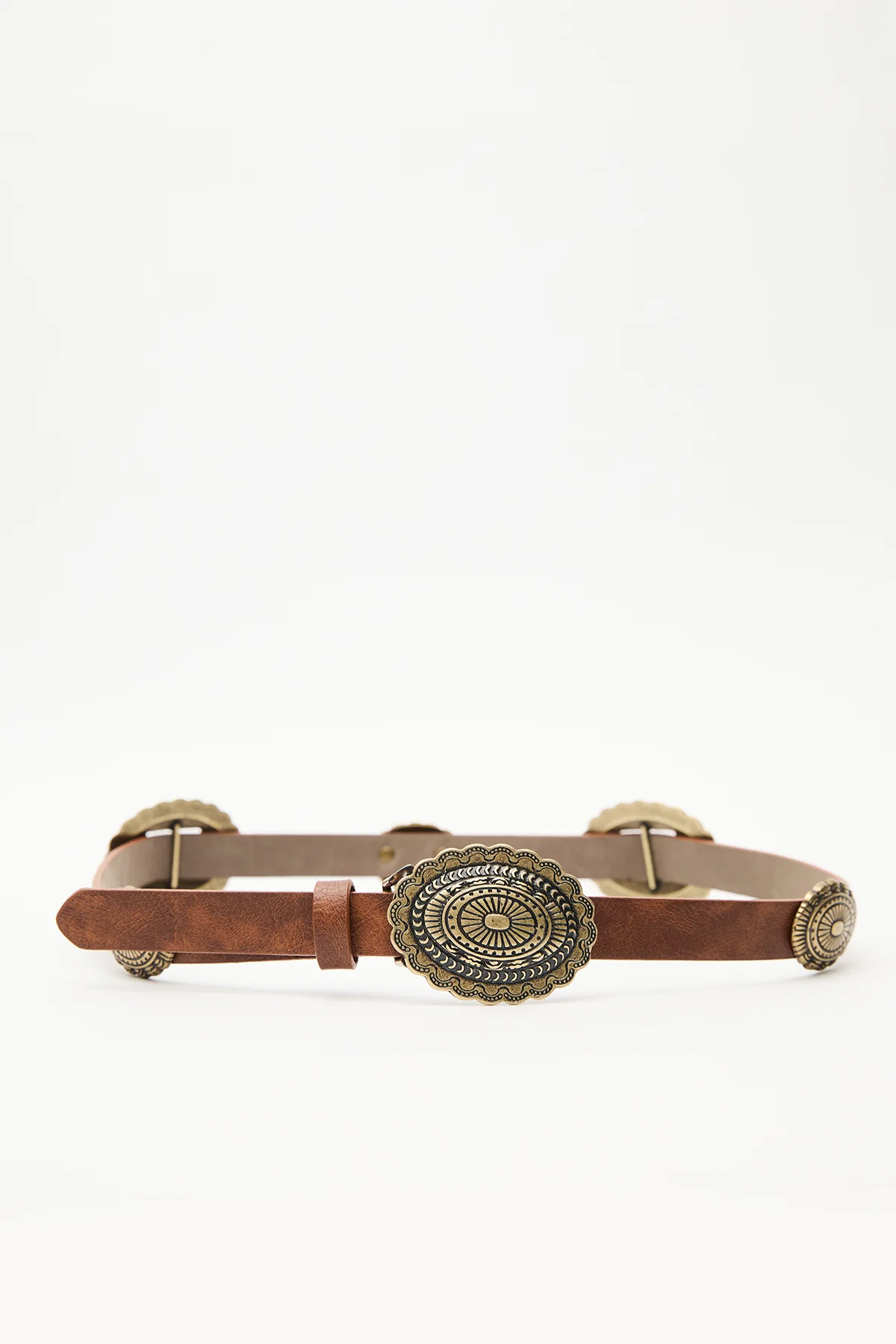 Embossed Buckle Belt Brown - Image 2
