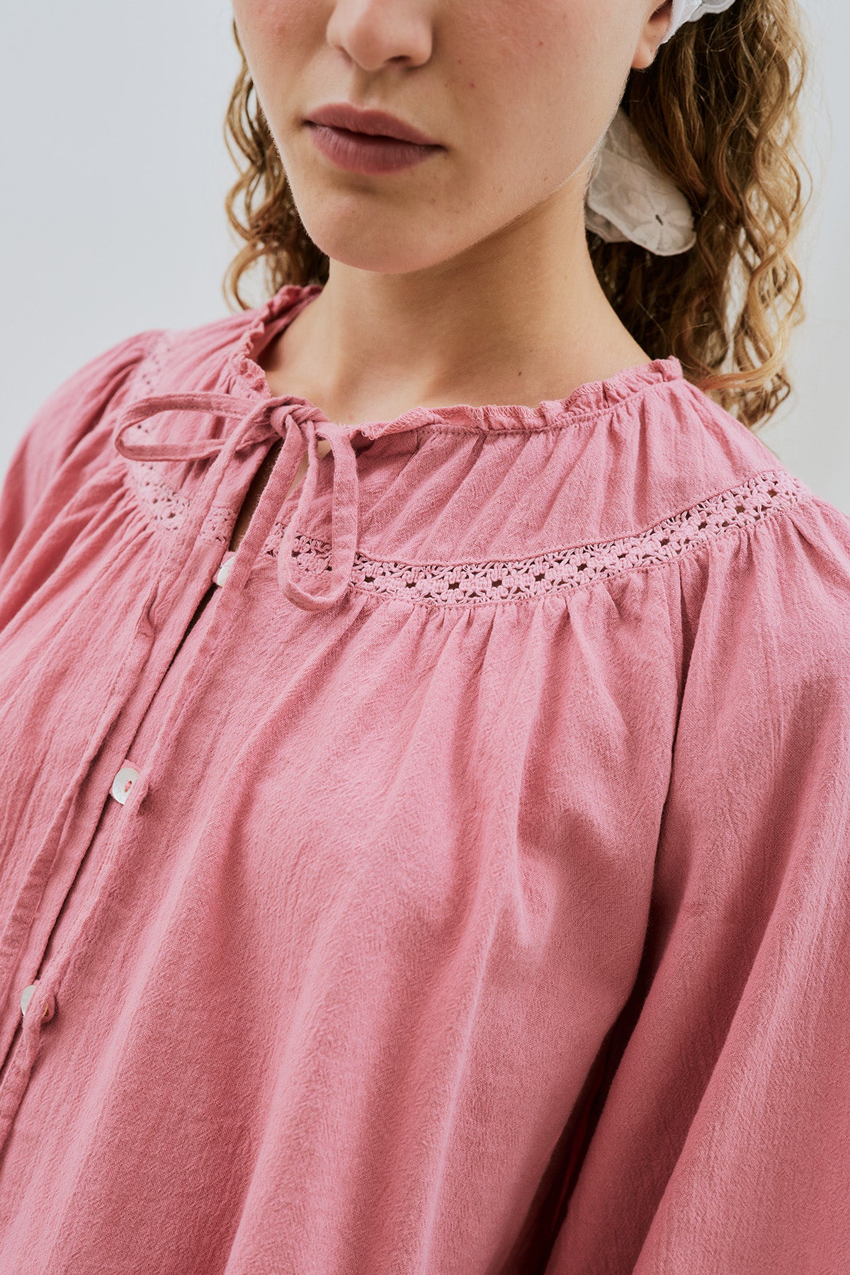 Embroidered Crop Blouse Pink - Image 2