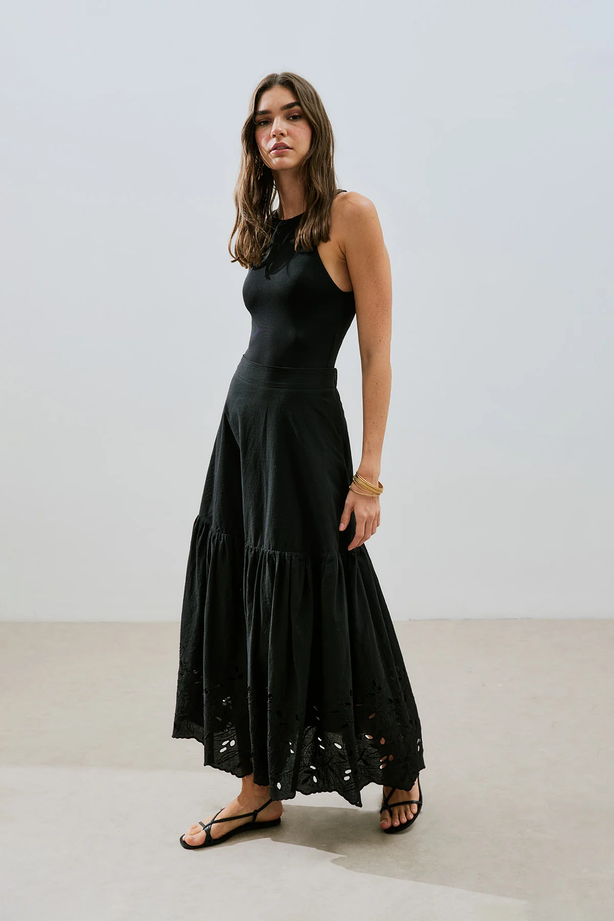 Embroidered Maxi Skirt Black - Image 4
