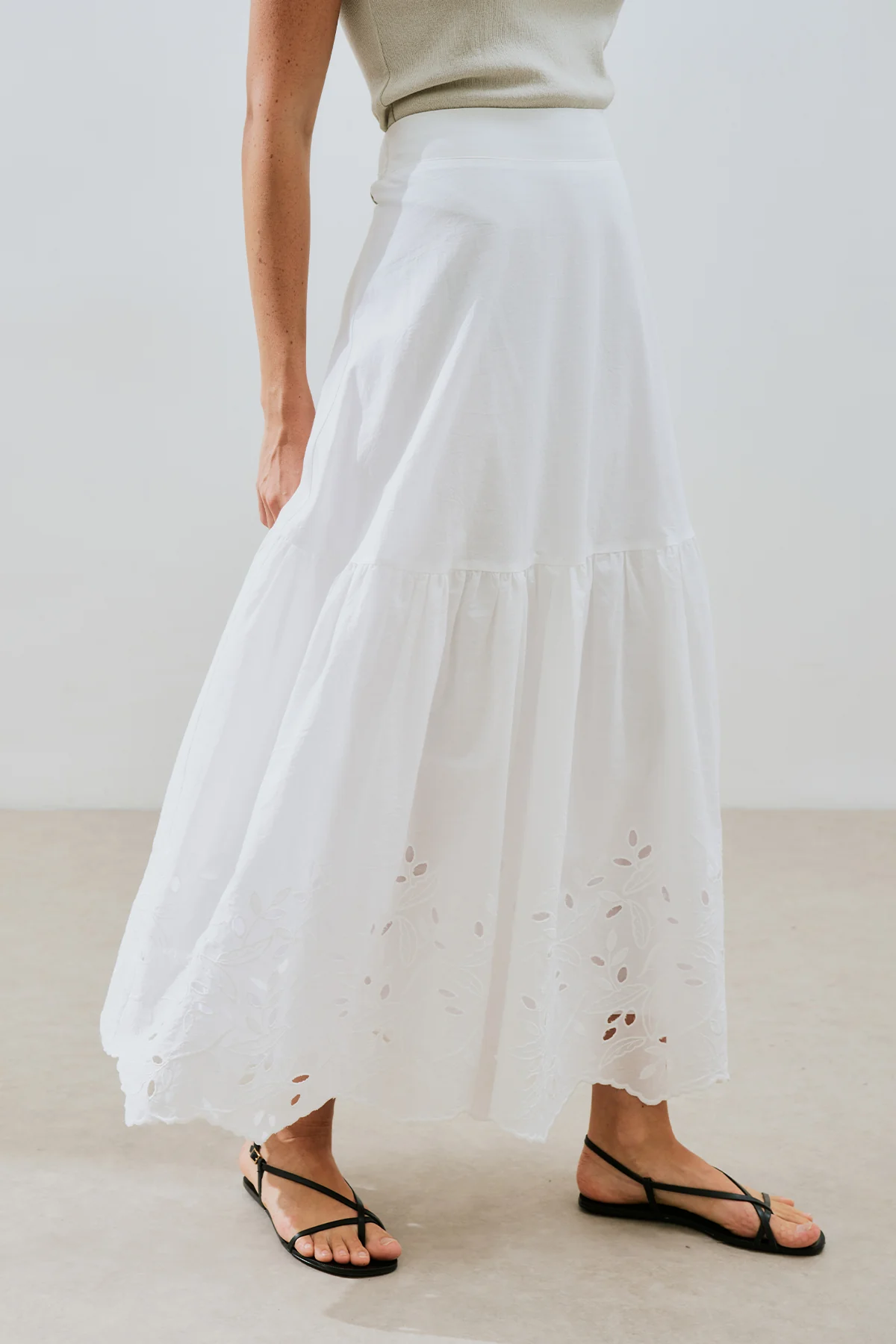Embroidered Maxi Skirt Ecru - Image 2
