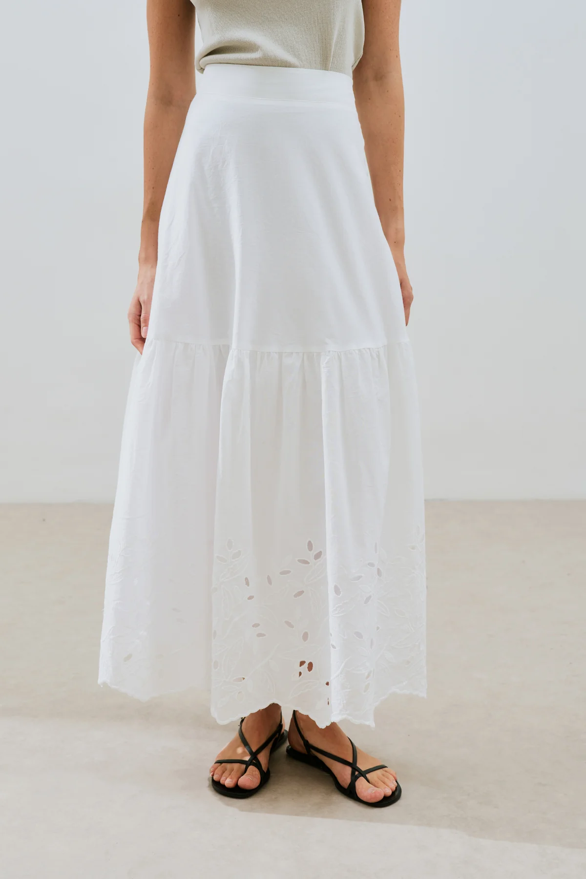 Embroidered Maxi Skirt Ecru - Image 3