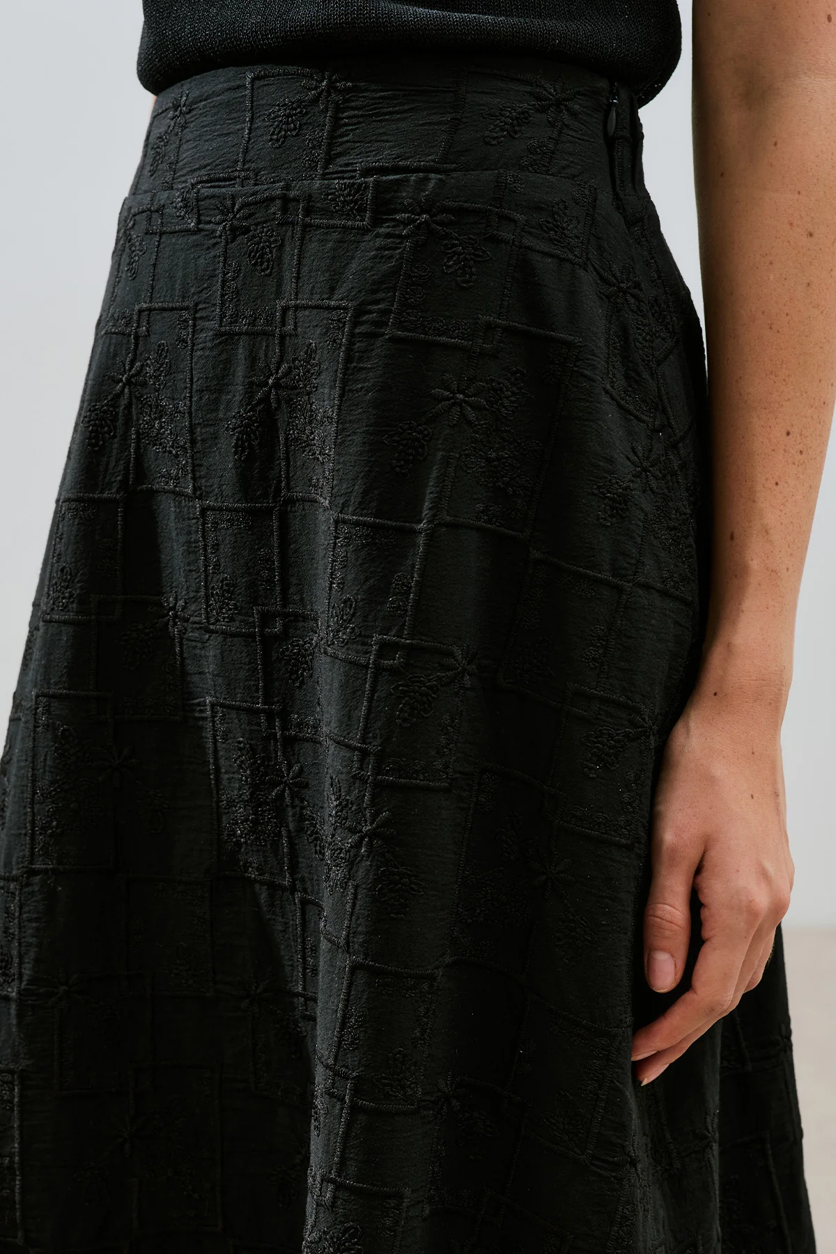 Embroidered Midi Skirt Black - Image 5