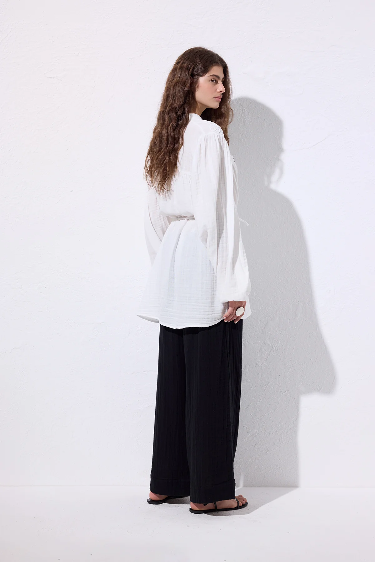 Embroidered Muslin Shirt Ecru - Image 5