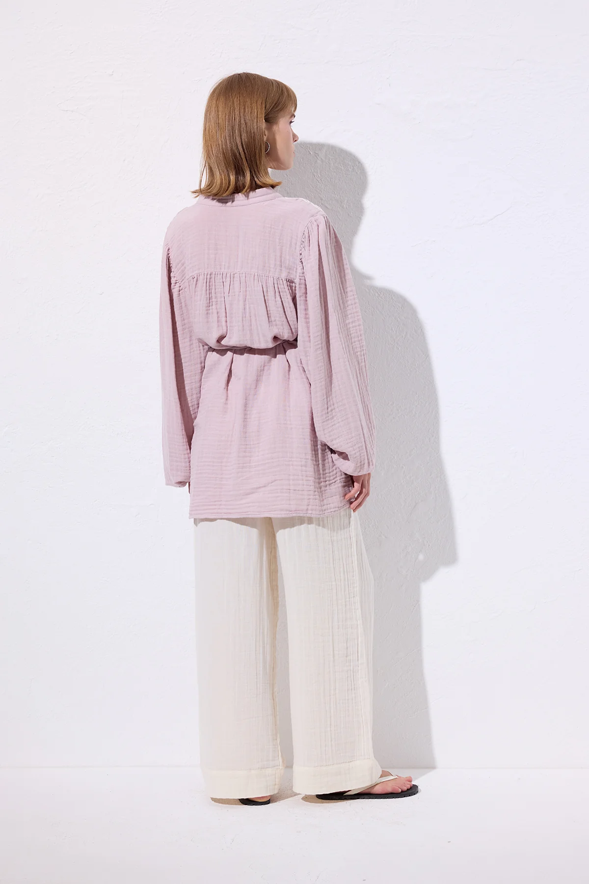 Embroidered Muslin Shirt Powder - Image 7