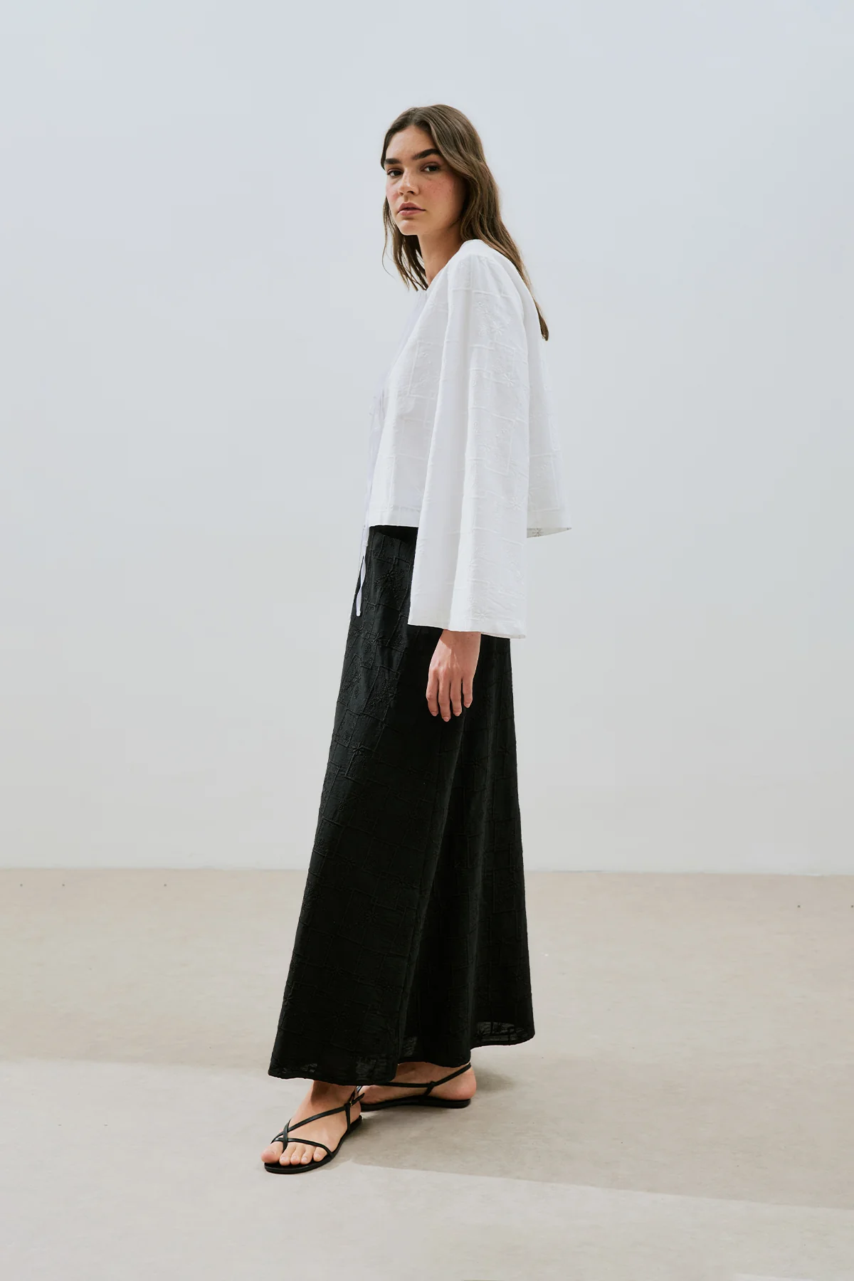 Embroidered Tie Blouse Ecru - Image 7